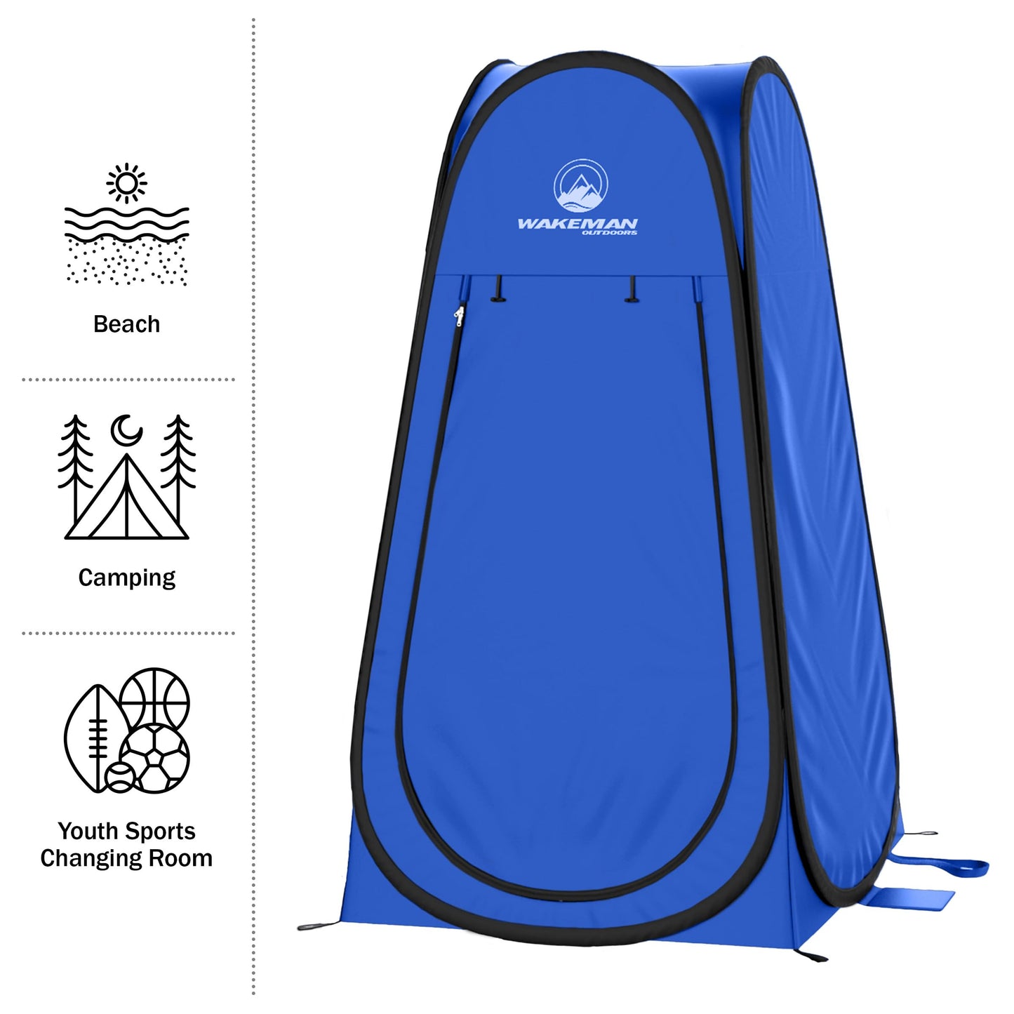 Pop Up Pod - Privacy Shower Tent, Dressing Room, or Portable Toilet Stall with Carry Bag for Camping, Beach, or Tailgate by Wakeman Outdoors (Black)