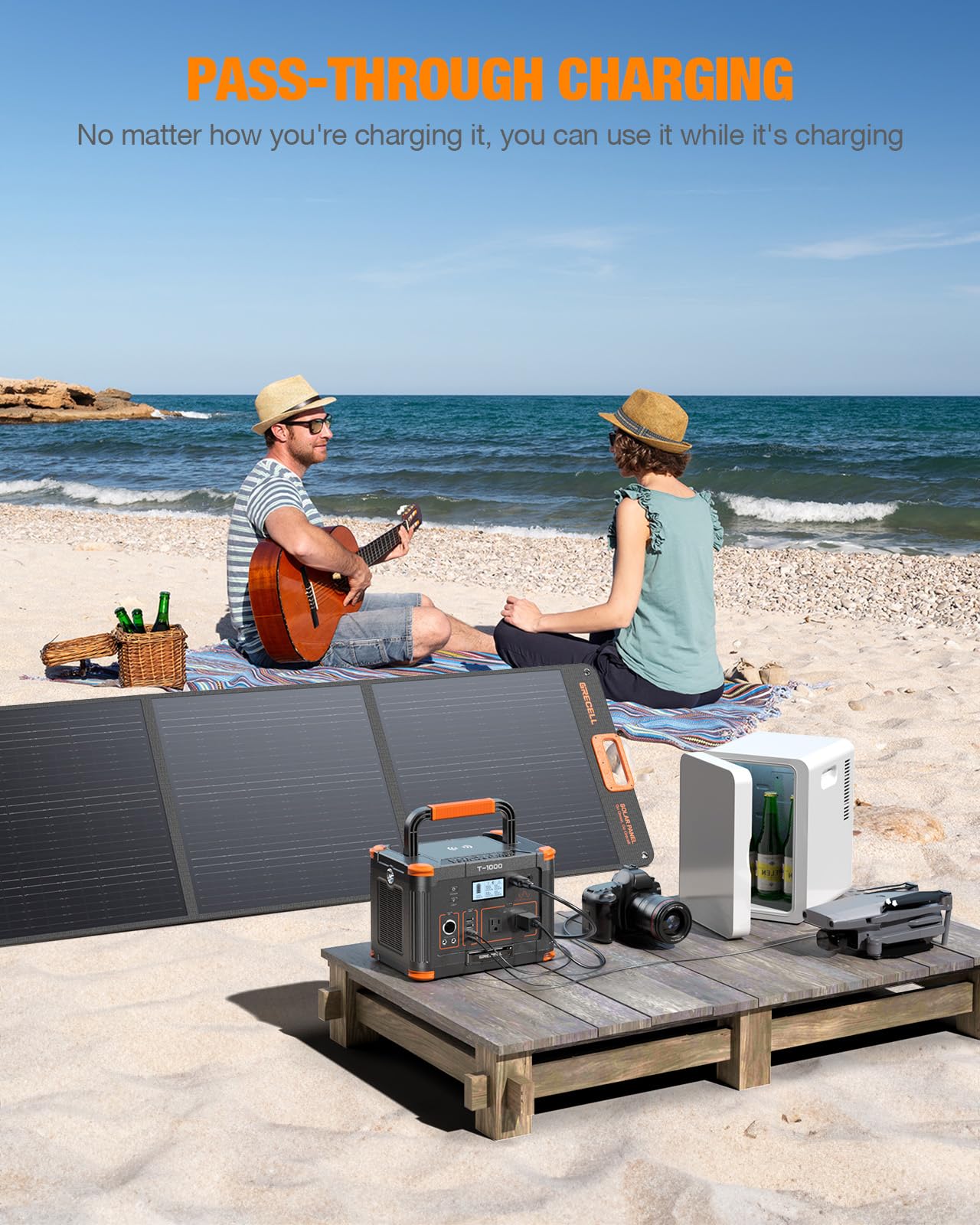 GRECELL 300W Portable Power Station 230.88Wh Solar Generator with USBC PD 60W, 110V Outlet Perfect for Camping, Outdoor Trips, Home Backup & Travel