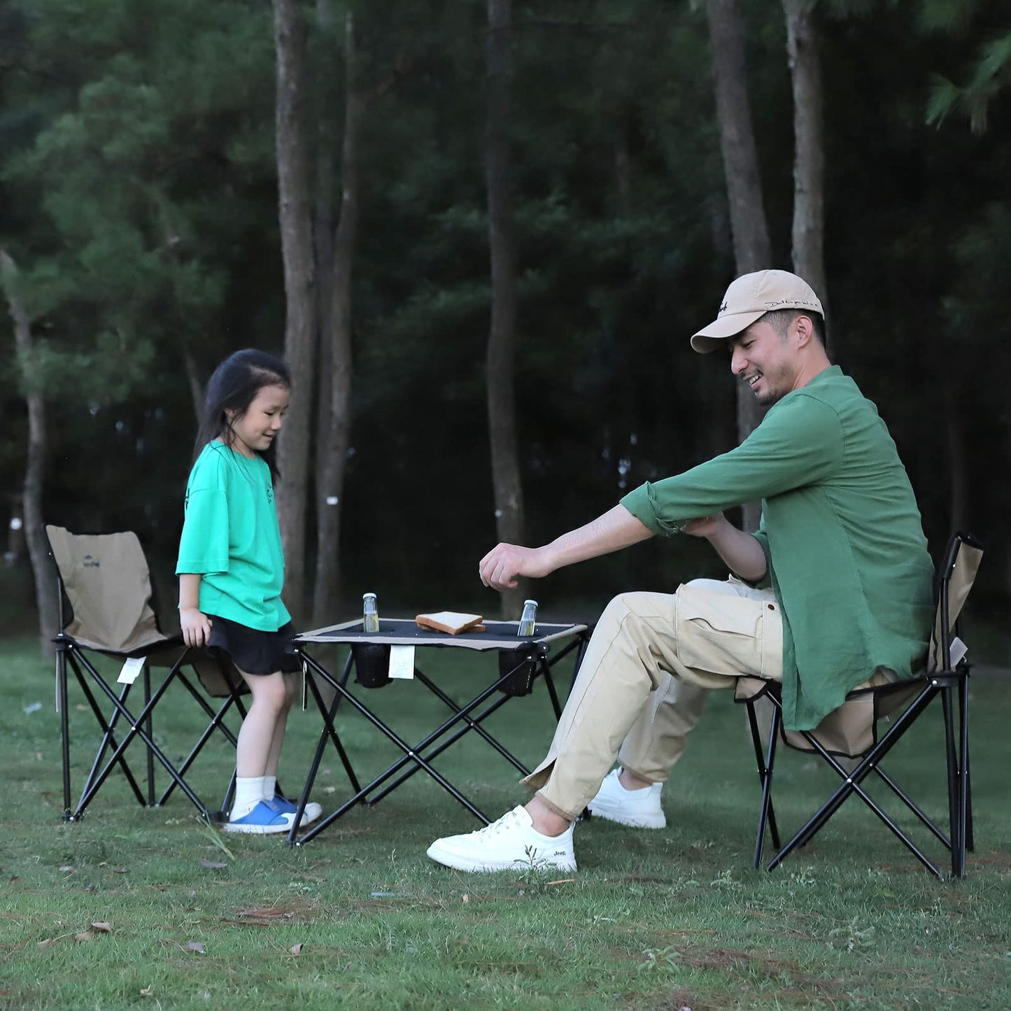 SUNNYFEEL Folding Camping Table - Lightweight Aluminum Portable Picnic Table, 18.5x18.5x24.5 Inch for Cooking, Beach, Hiking, Travel, Fishing, BBQ, Indoor Outdoor Small Foldable Camp Tables
