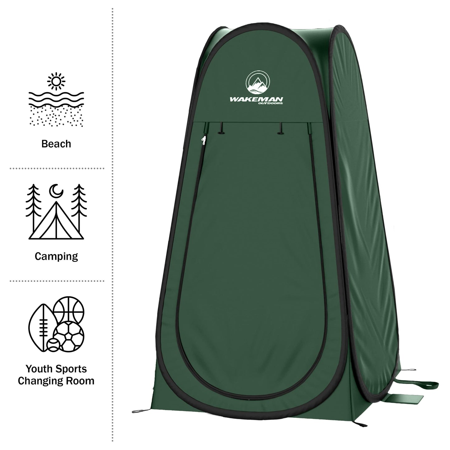 Pop Up Pod - Privacy Shower Tent, Dressing Room, or Portable Toilet Stall with Carry Bag for Camping, Beach, or Tailgate by Wakeman Outdoors (Black)