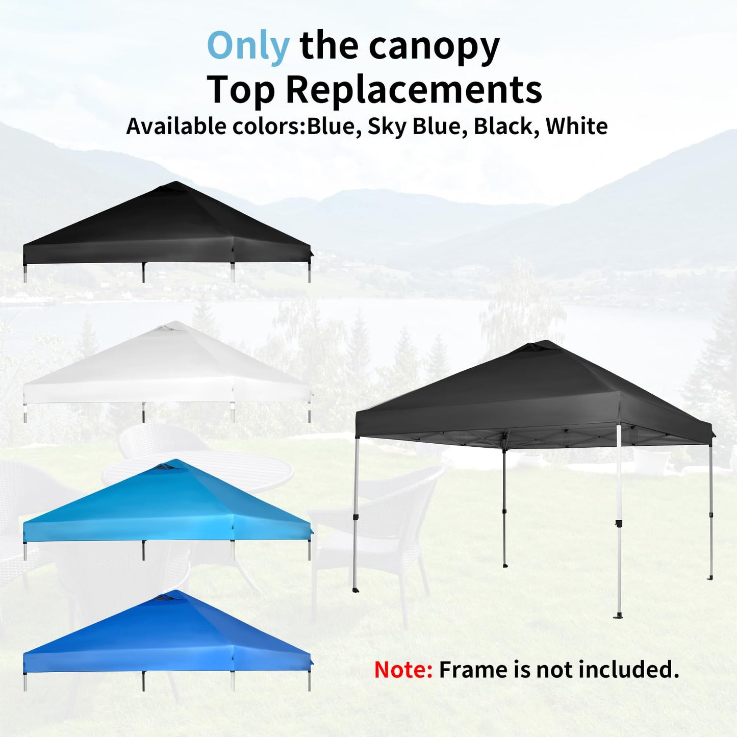 10x10 Canopy Replacement Top, Pop Up Tent with Air Vent for Straight Leg Frame, Waterproof with Windproof Ropes for Garden Patio Camping (Top Only) (White)