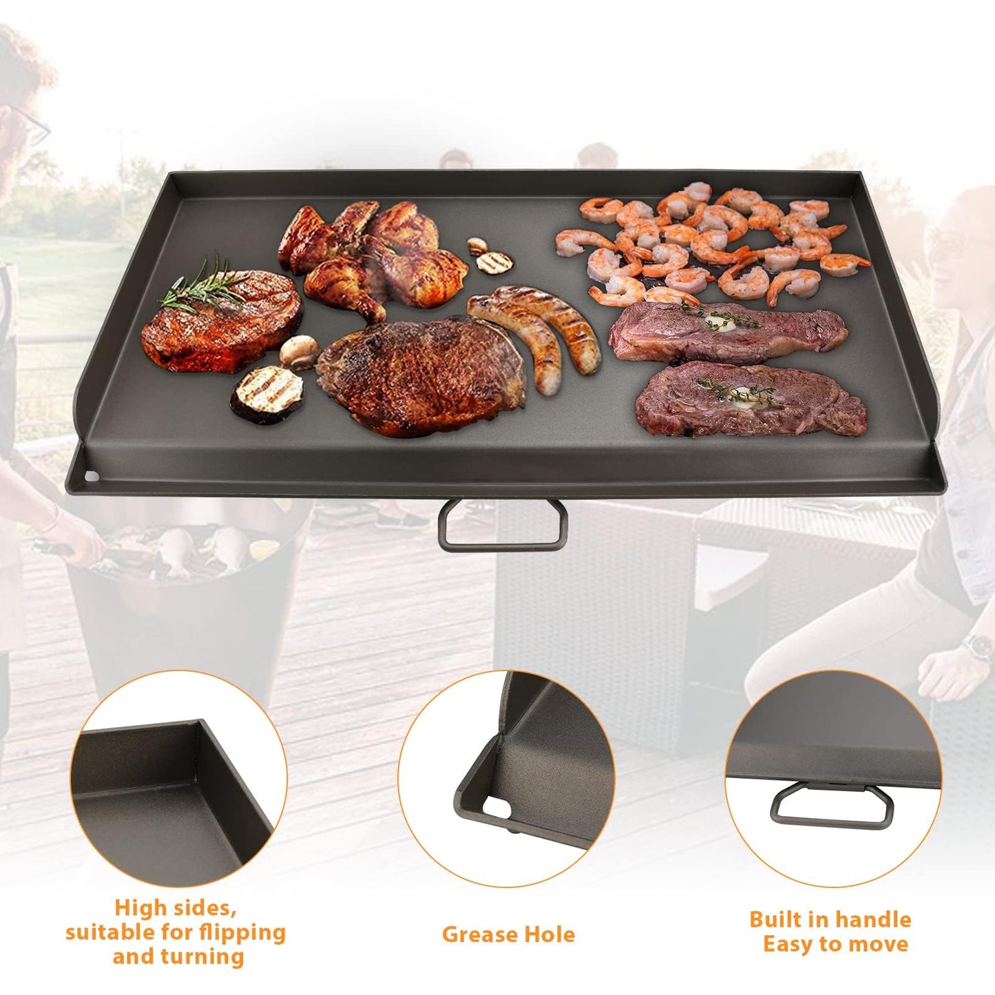 Uniflasy Fry Griddle for Camp Chef Stove, 14" x16" Flat Top Gas Grill Griddle for Camp Chef EX60LW EX60P EX60FP EX60B EX280LW DB60D YK60LW EX90LW SB30D, Professional Griddle Flat Top Plate