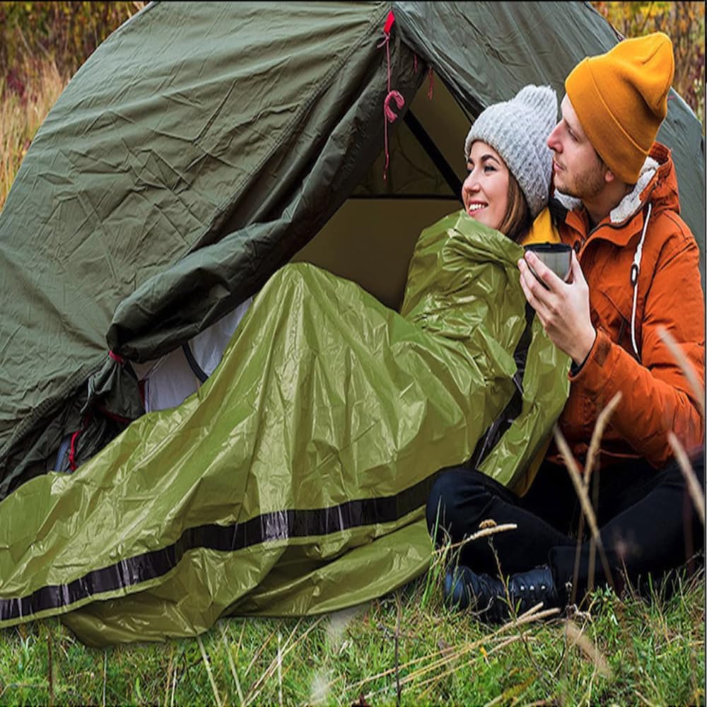 Emergency Survival Tent. 2-Person Tube Shelter Waterproof & Windproof Reusable Thermal Blanket Compact,Lightweight Includes SOS Whistle Perfect for Camping, Hiking, and Emergencies.