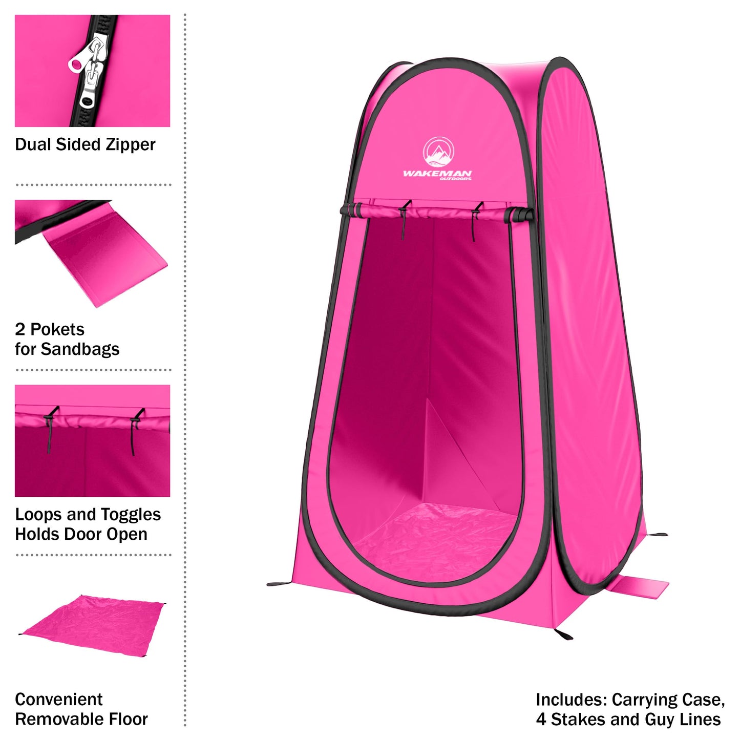 Pop Up Pod - Privacy Shower Tent, Dressing Room, or Portable Toilet Stall with Carry Bag for Camping, Beach, or Tailgate by Wakeman Outdoors (Black)