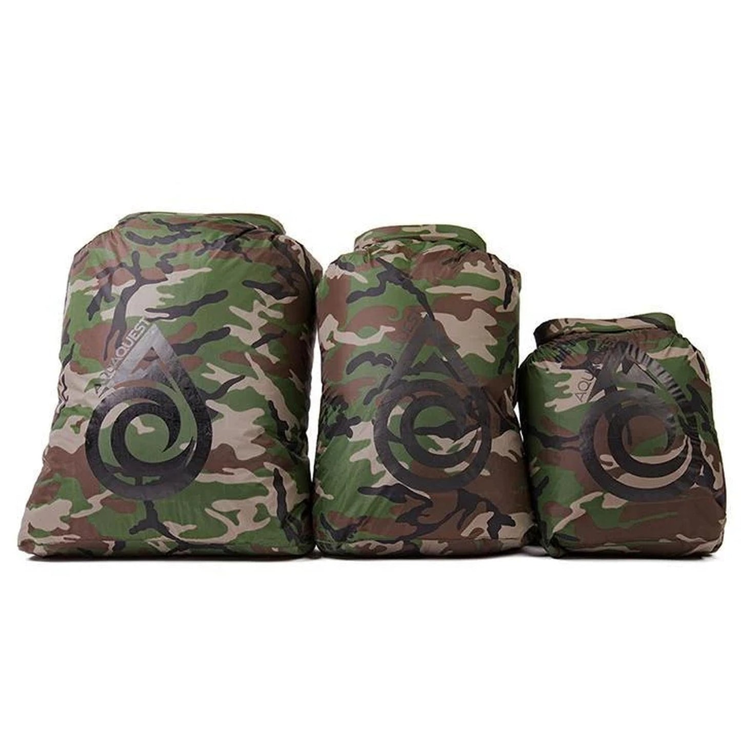 AquaQuest Rogue Dry Bag – 60L Woodland Camo – 100% Waterproof Roll Top – Camping Gear Sack