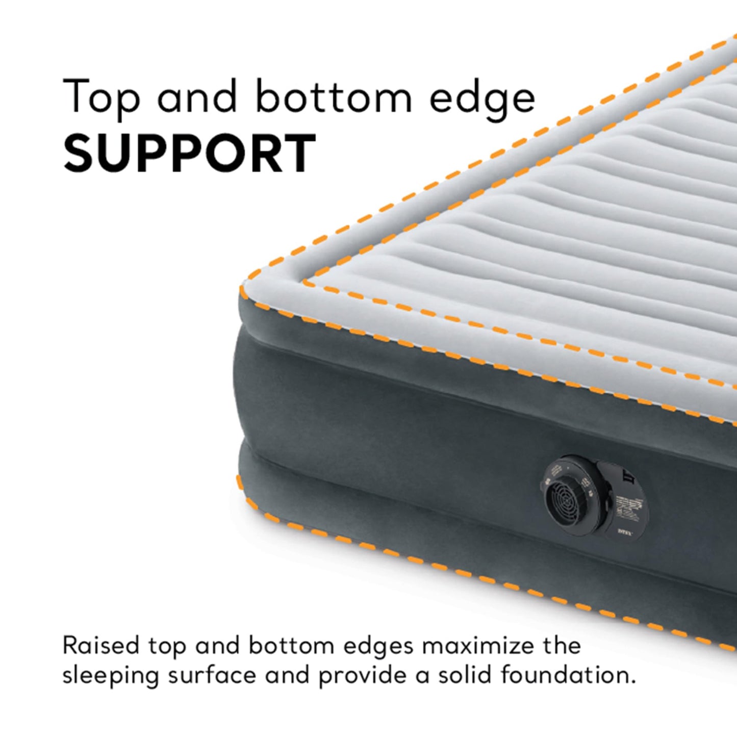 Intex 64417ED 22in Queen Dura-Beam Comfort Plush High-Rise Inflatable Air Mattress with Built in Pump for Travel and Camping, 600lb Weight Capacity