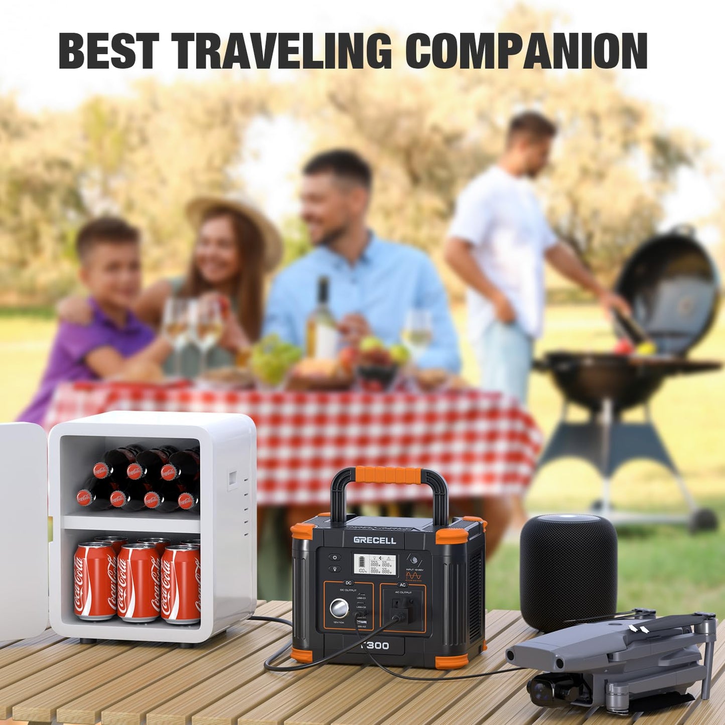 GRECELL 300W Portable Power Station 230.88Wh Solar Generator with USBC PD 60W, 110V Outlet Perfect for Camping, Outdoor Trips, Home Backup & Travel