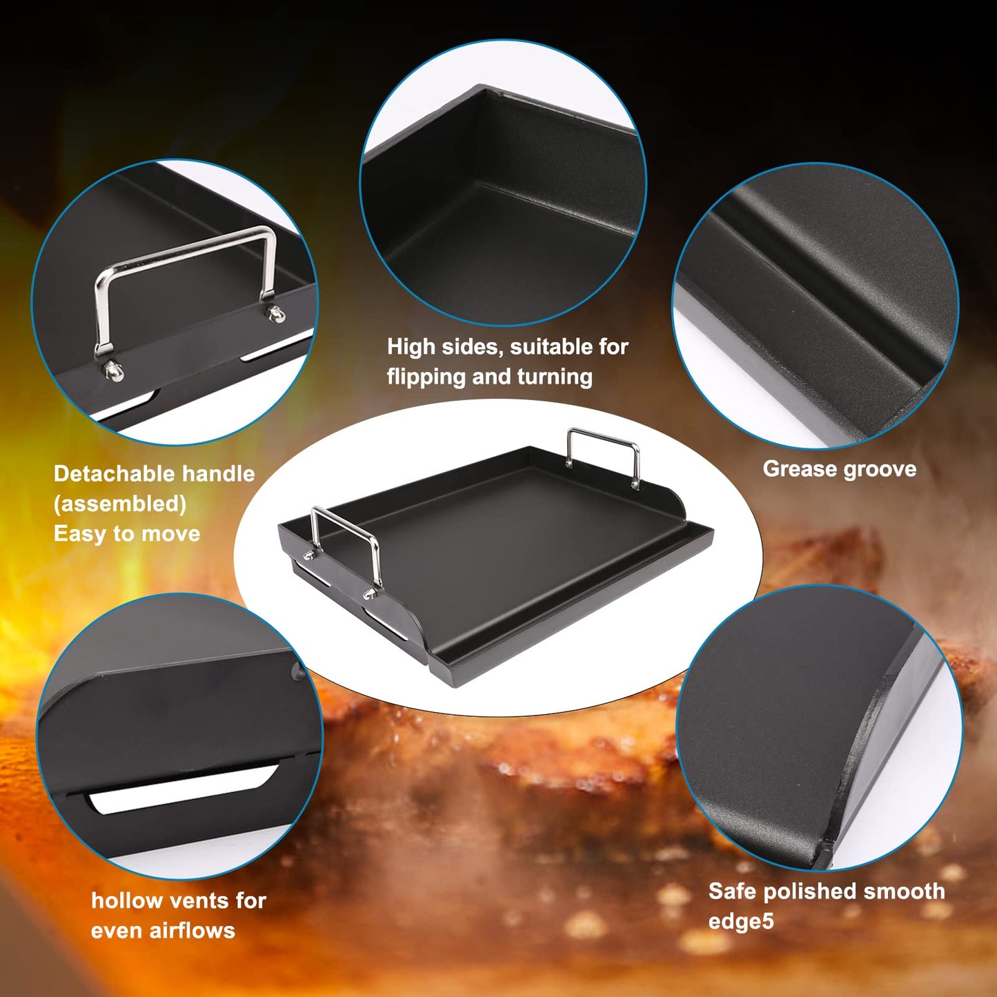 Uniflasy Fry Griddle for Camp Chef Stove, 14" x16" Flat Top Gas Grill Griddle for Camp Chef EX60LW EX60P EX60FP EX60B EX280LW DB60D YK60LW EX90LW SB30D, Professional Griddle Flat Top Plate