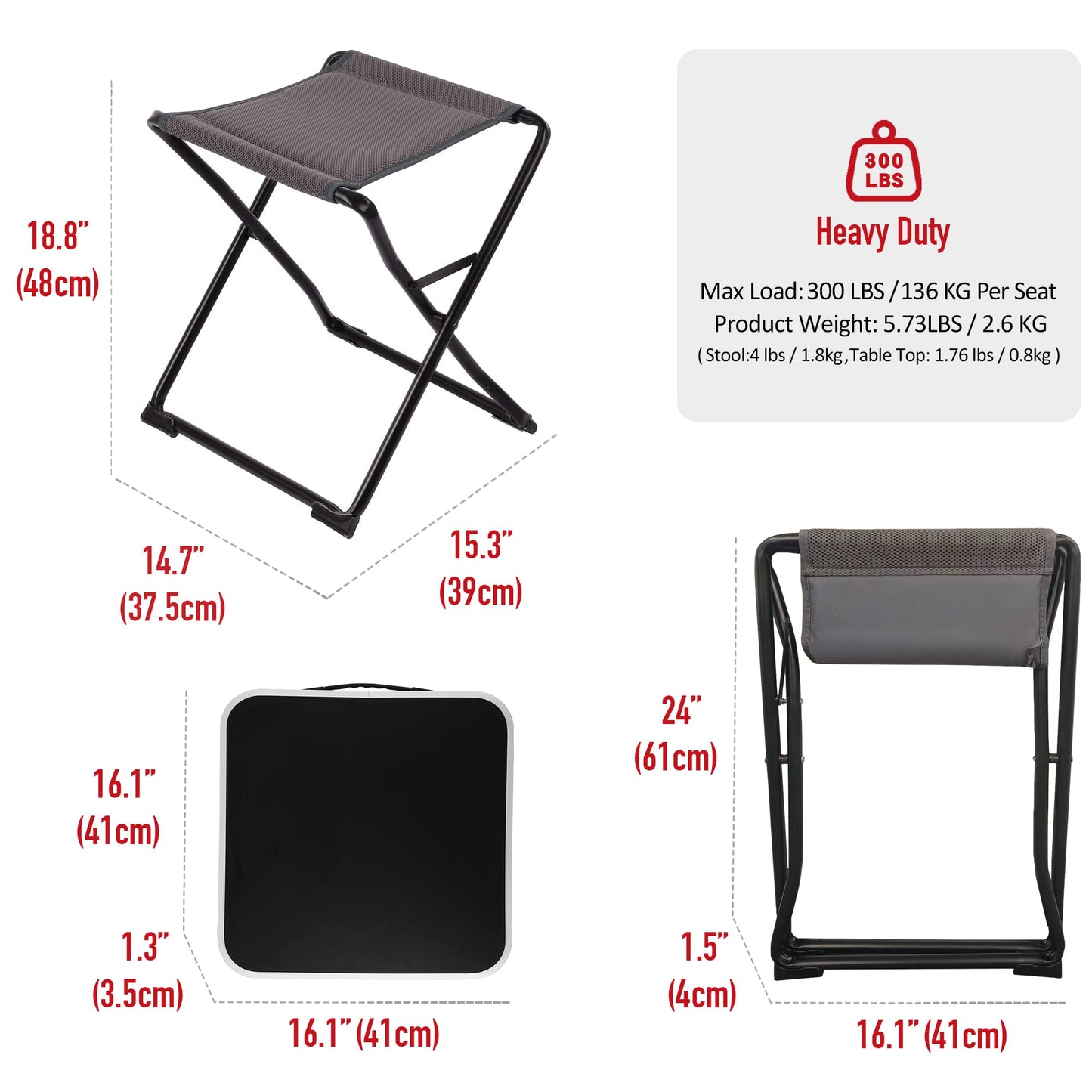 SUNNYFEEL Folding Camping Table - Lightweight Aluminum Portable Picnic Table, 18.5x18.5x24.5 Inch for Cooking, Beach, Hiking, Travel, Fishing, BBQ, Indoor Outdoor Small Foldable Camp Tables