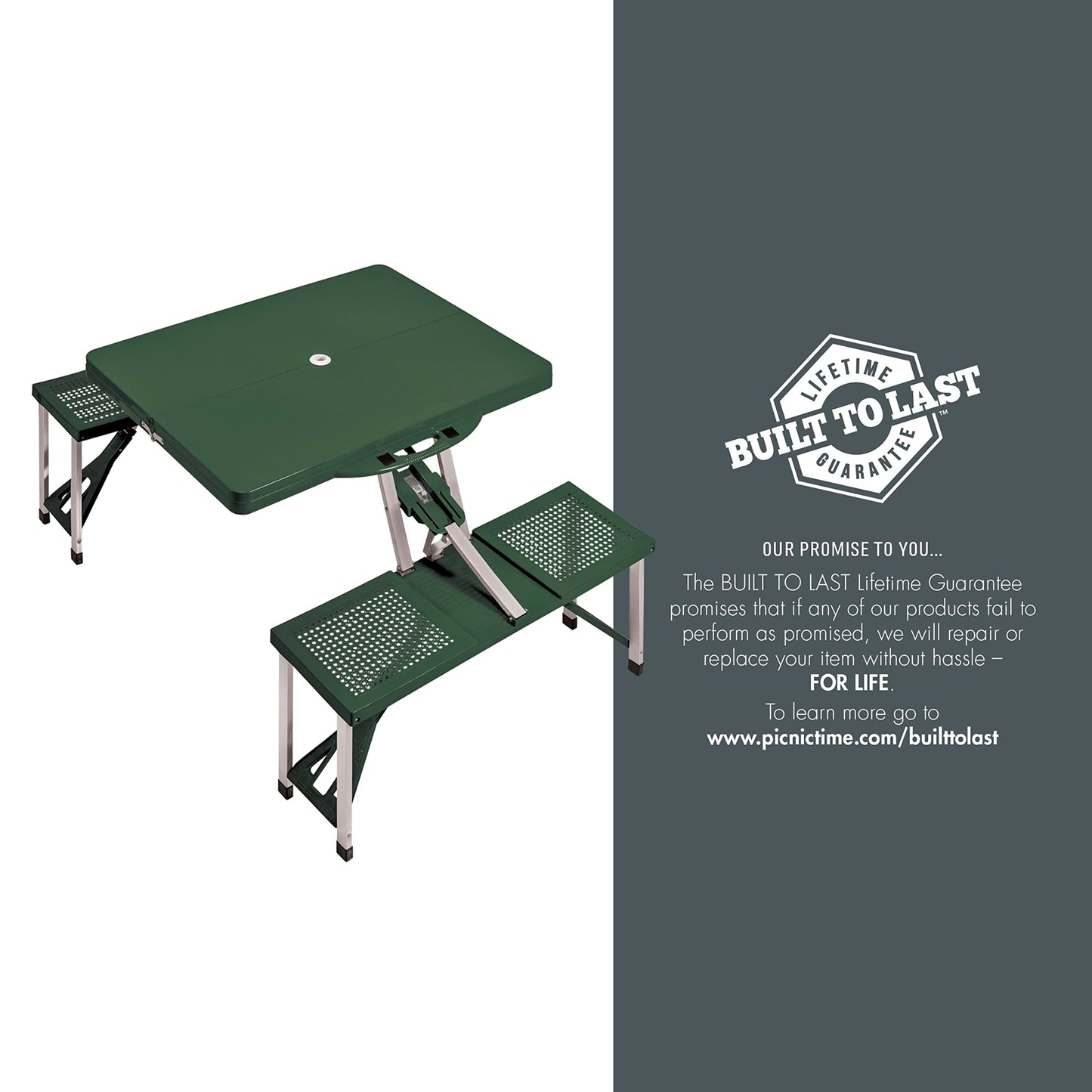 PICNIC TIME Portable Folding Picnic Table with Seats for 4, Collapsible Aluminum Table with Benches & Umbrella Hole, Lightweight Foldable Table for Camping, Travel, Backyard, Tailgating (Red)
