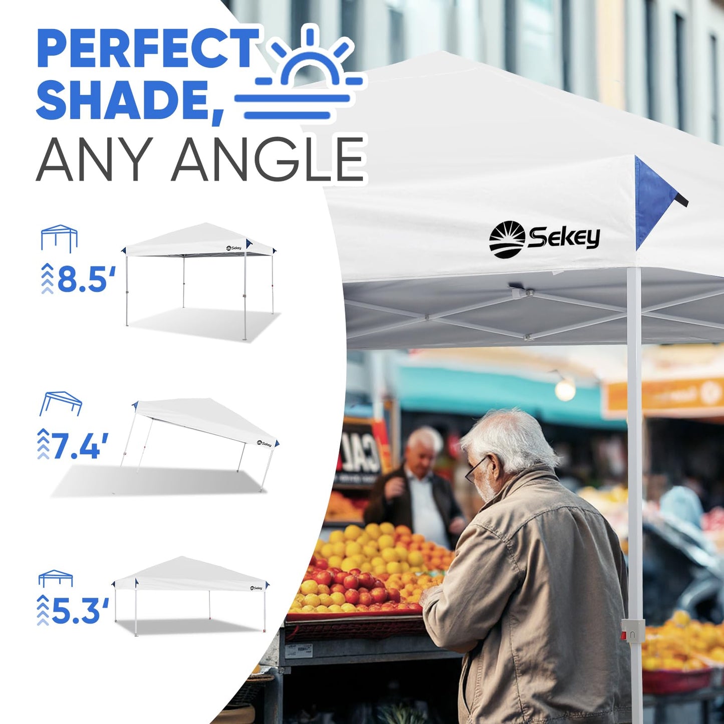 Sekey 10x10 Pop Up Canopy with 4 Sidewalls, One Push Setup Instant Outdoor Gazebo, Instant Easy Up Canopy with UPF50+ Top, 4 Weight Bags for Events, Beach, Patio, Camping