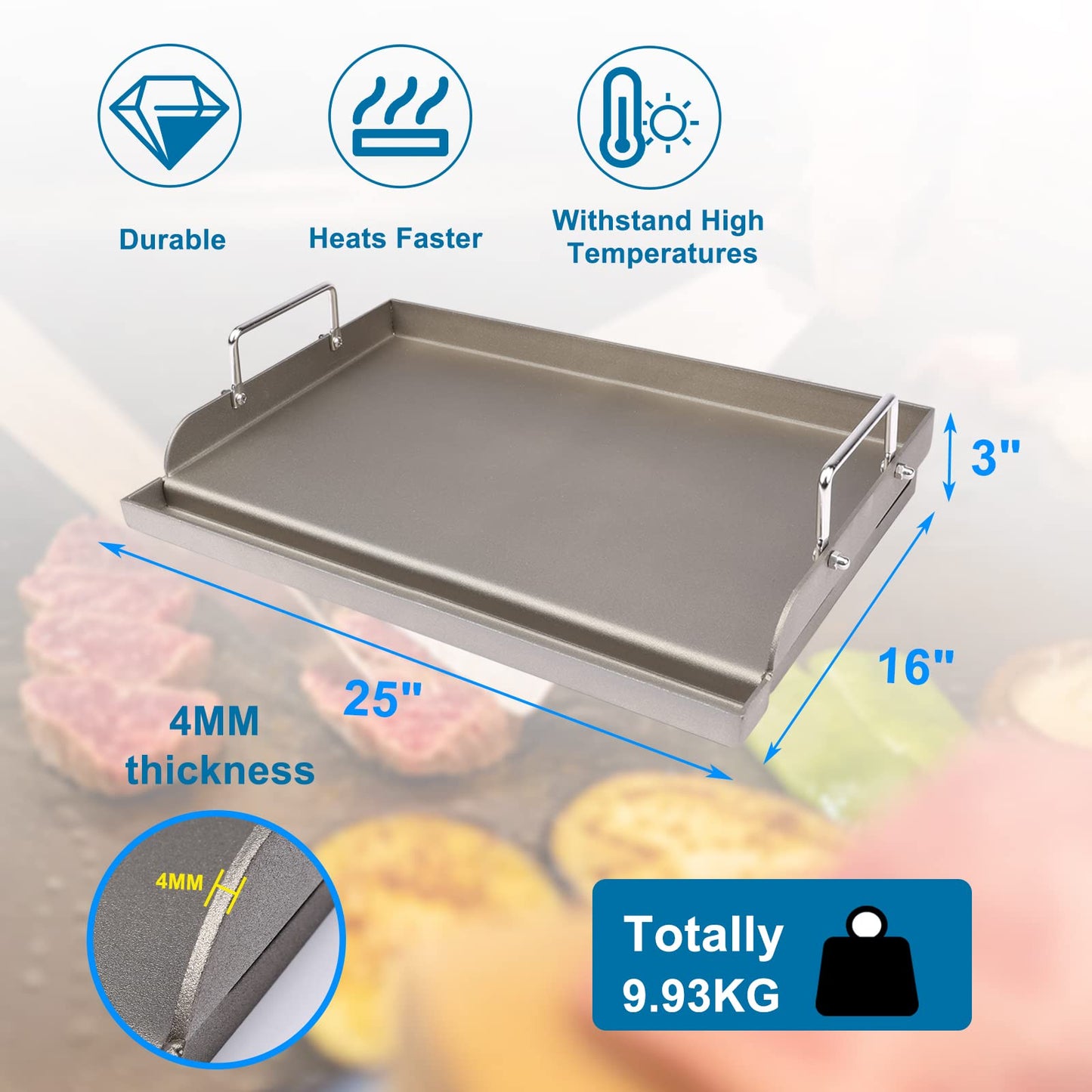 Uniflasy Fry Griddle for Camp Chef Stove, 14" x16" Flat Top Gas Grill Griddle for Camp Chef EX60LW EX60P EX60FP EX60B EX280LW DB60D YK60LW EX90LW SB30D, Professional Griddle Flat Top Plate
