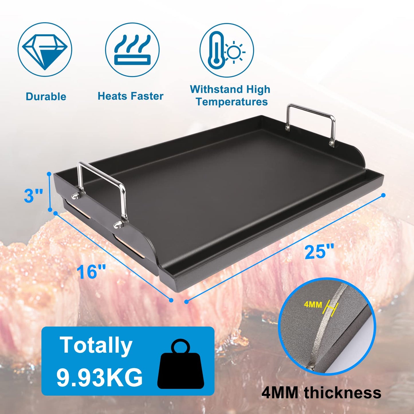Uniflasy Fry Griddle for Camp Chef Stove, 14" x16" Flat Top Gas Grill Griddle for Camp Chef EX60LW EX60P EX60FP EX60B EX280LW DB60D YK60LW EX90LW SB30D, Professional Griddle Flat Top Plate