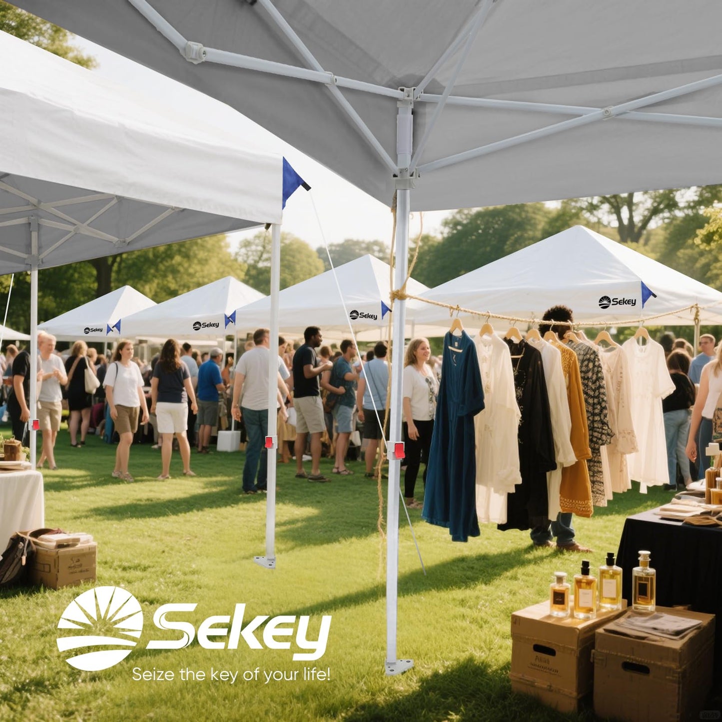 Sekey 10x10 Pop Up Canopy with 4 Sidewalls, One Push Setup Instant Outdoor Gazebo, Instant Easy Up Canopy with UPF50+ Top, 4 Weight Bags for Events, Beach, Patio, Camping