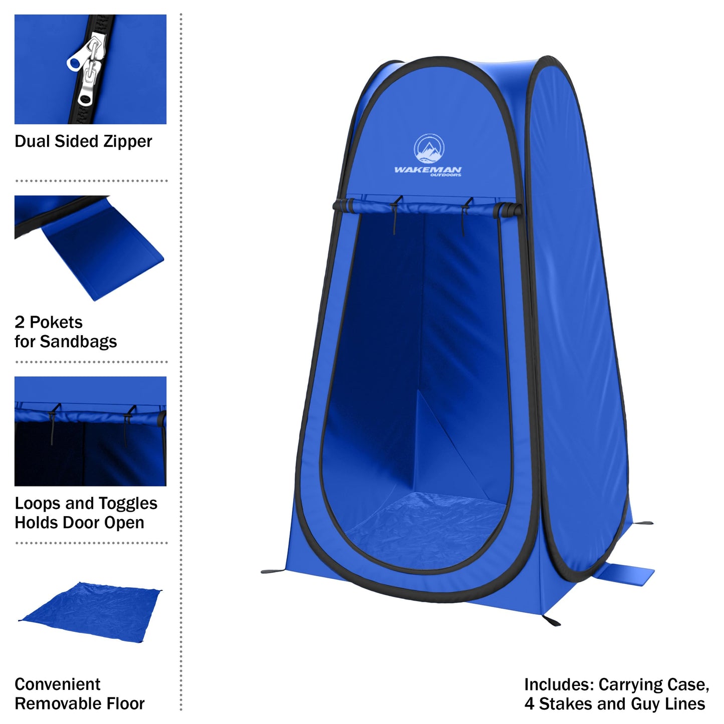 Pop Up Pod - Privacy Shower Tent, Dressing Room, or Portable Toilet Stall with Carry Bag for Camping, Beach, or Tailgate by Wakeman Outdoors (Black)