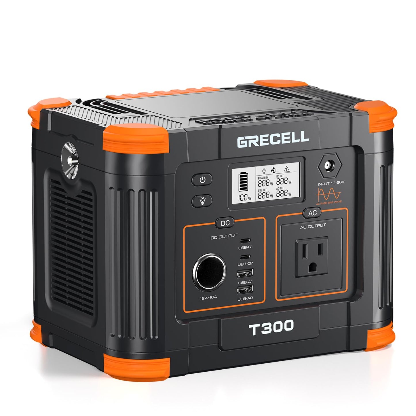 GRECELL 300W Portable Power Station 230.88Wh Solar Generator with USBC PD 60W, 110V Outlet Perfect for Camping, Outdoor Trips, Home Backup & Travel