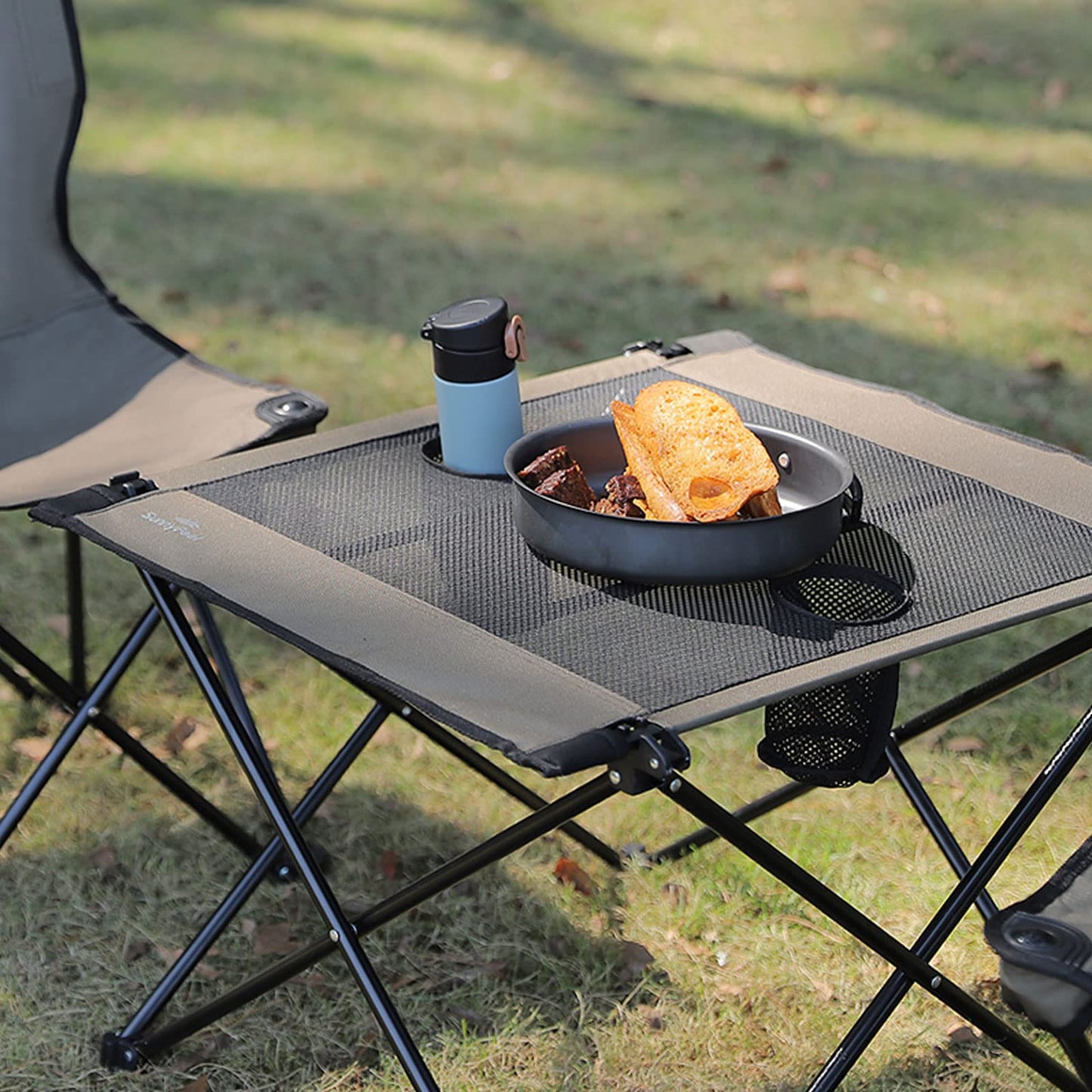 SUNNYFEEL Folding Camping Table - Lightweight Aluminum Portable Picnic Table, 18.5x18.5x24.5 Inch for Cooking, Beach, Hiking, Travel, Fishing, BBQ, Indoor Outdoor Small Foldable Camp Tables