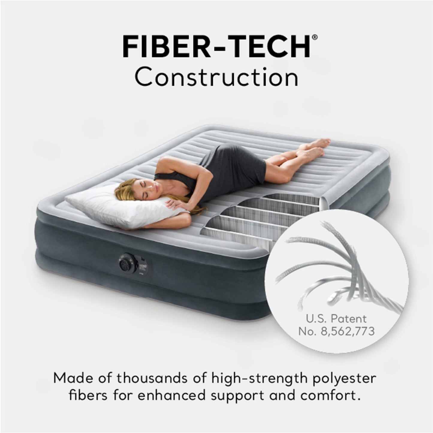 Intex 64417ED 22in Queen Dura-Beam Comfort Plush High-Rise Inflatable Air Mattress with Built in Pump for Travel and Camping, 600lb Weight Capacity
