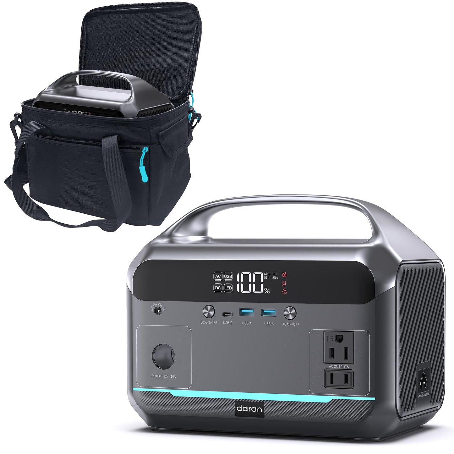 DARAN Portable Power Station 350W(600W Surge) with 40W Solar Panel, 288Wh (90,000mAh) LiFePO4 Battery Generator, 8.2LB Portable Charger with AC Outlets for Home, Camping, Emergency