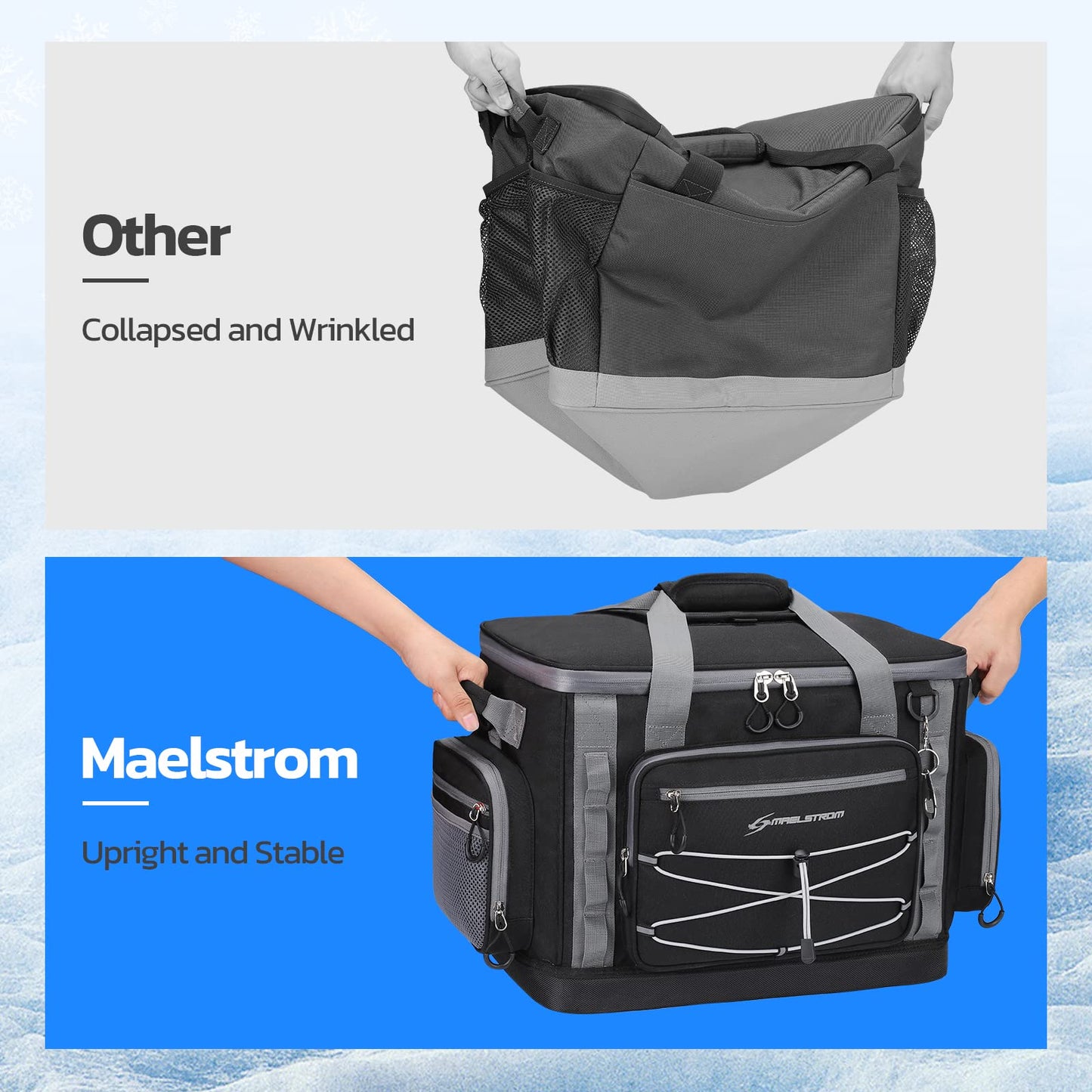 Maelstrom Soft Sided Cooler Bag, 30/40 Can Collapsible Insulated Ice Chest, Large Leakproof Camping & Travel Cooler for Kayaking & Beach