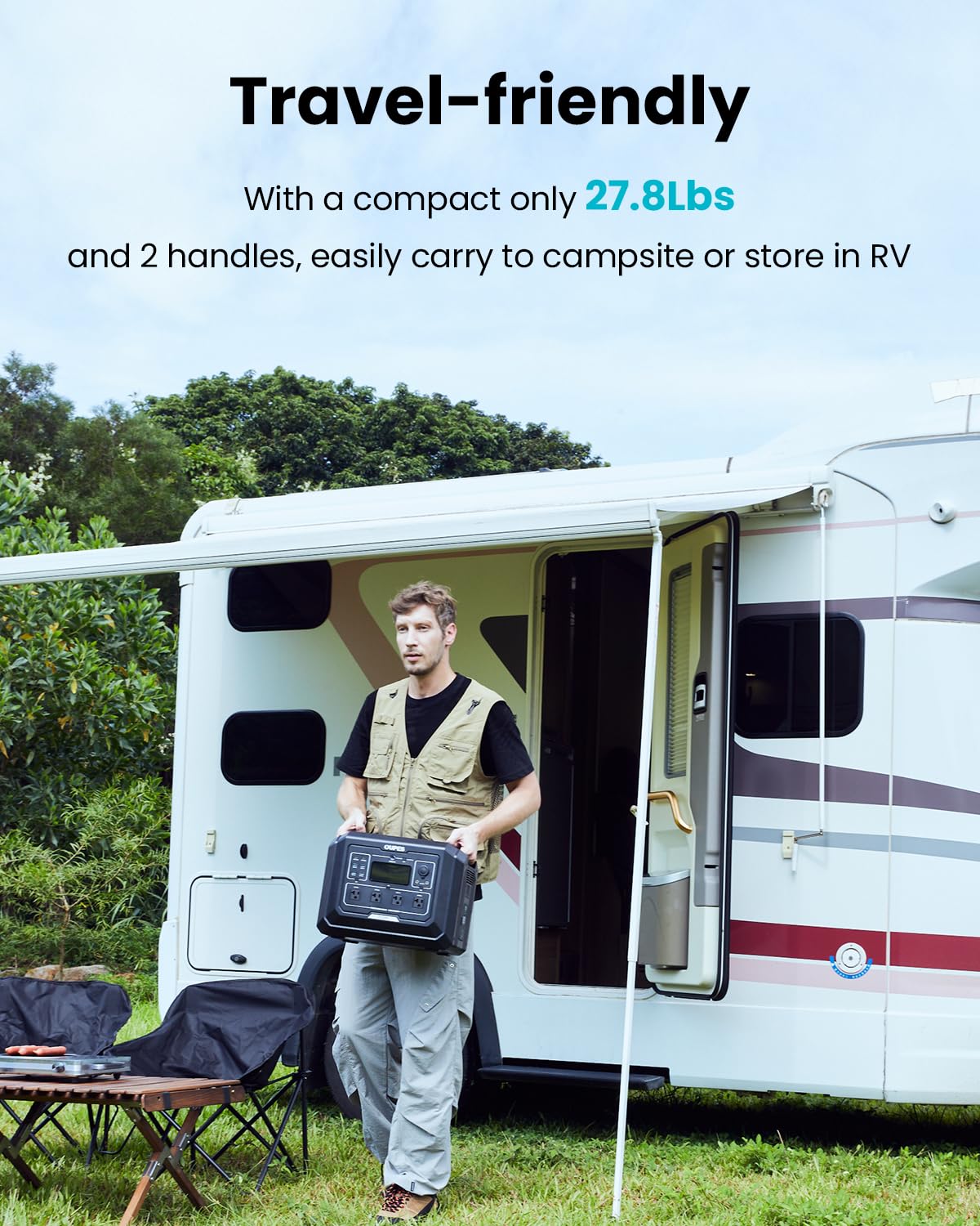 OUPES Mega 1 Portable Power Station, 1024Wh LiFePO4 Battery w/ 4 2000W AC Outlets & 140W USB-C, Expandable to 5kWh, Solar Generator for Home Backup Power, Camping & Road Trips (Solar Panel Optional)