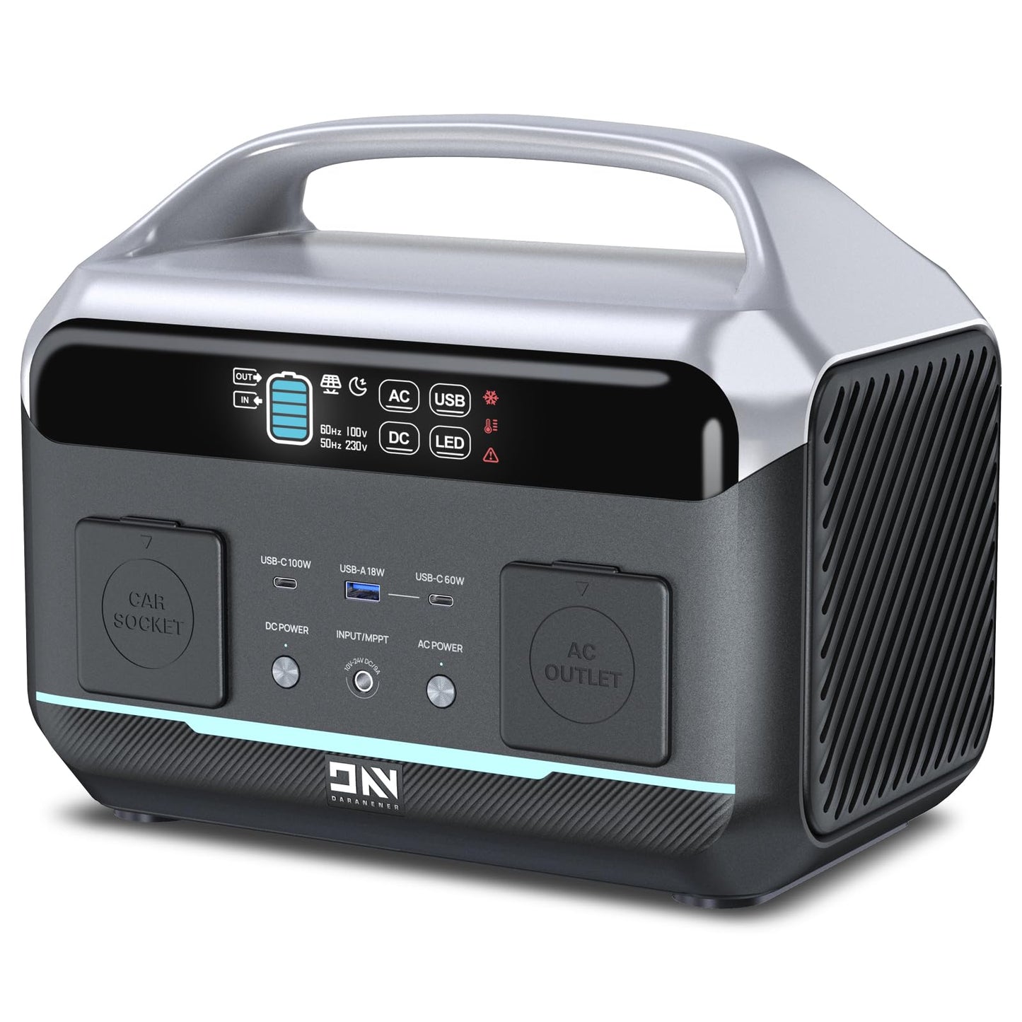 Portable Power Station, Outdoor 288Wh(90,000mAh) LiFePO4 Battery, 600W(1200W Surge) AC Outlets, 1.7H Fast Charging Solar Generator for Camping, RV Travel, Home Use（Solar Optional)