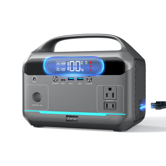 DARAN Portable Power Station 350W(600W Surge) with 40W Solar Panel, 288Wh (90,000mAh) LiFePO4 Battery Generator, 8.2LB Portable Charger with AC Outlets for Home, Camping, Emergency
