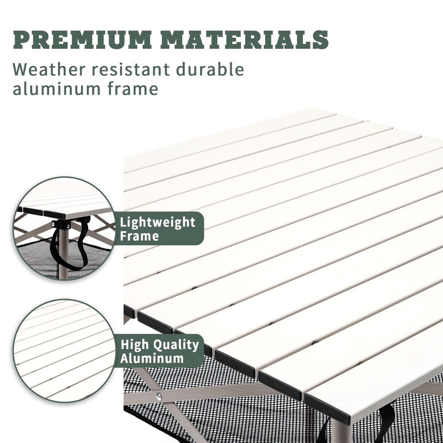 SUNNYFEEL Folding Camping Table - Lightweight Aluminum Portable Picnic Table, 18.5x18.5x24.5 Inch for Cooking, Beach, Hiking, Travel, Fishing, BBQ, Indoor Outdoor Small Foldable Camp Tables