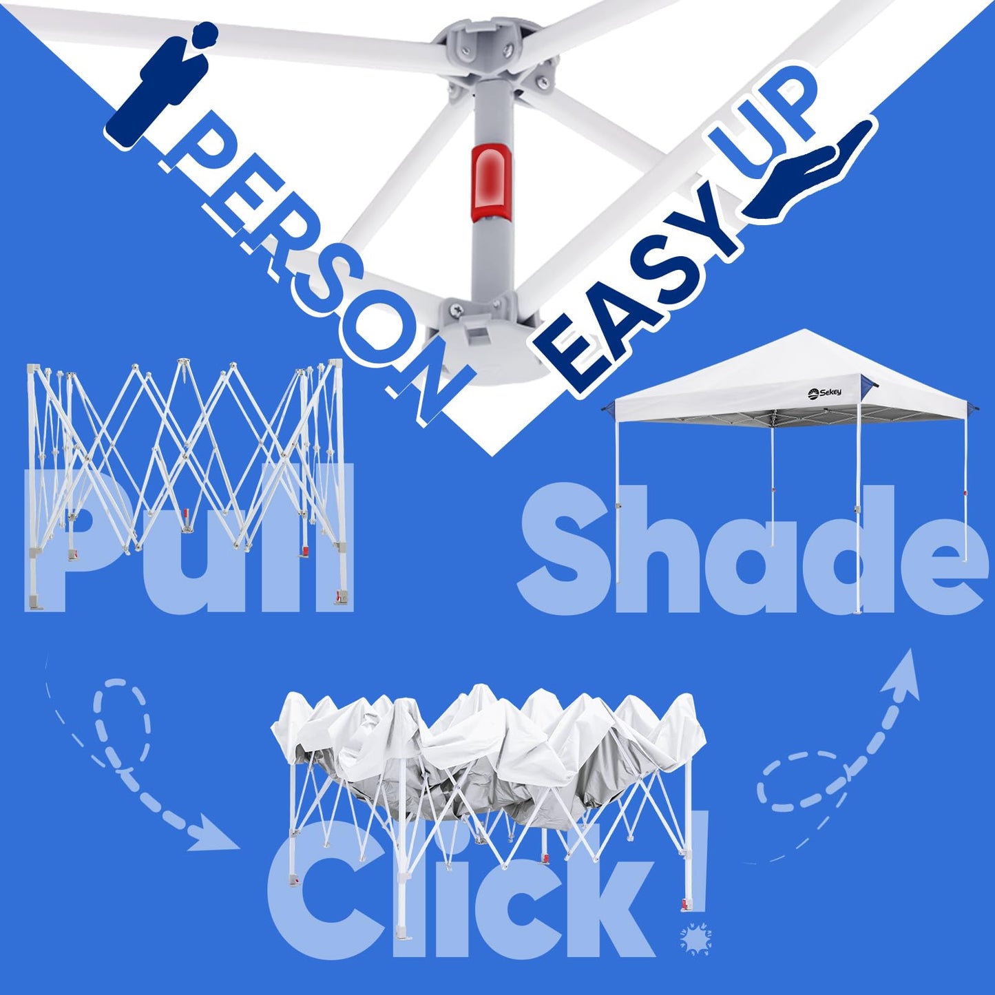 Sekey 10x10 Pop Up Canopy with 4 Sidewalls, One Push Setup Instant Outdoor Gazebo, Instant Easy Up Canopy with UPF50+ Top, 4 Weight Bags for Events, Beach, Patio, Camping