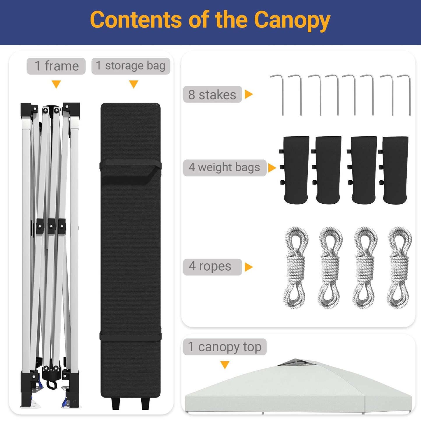 10x10 Pop Up Canopy - Instant Setup Beach Tent with Wheeled Carry Bag, 8 Sandbags & 4 Guy Lines - Portable Sun Shade for Camping, Events, Silver Coated Top, White