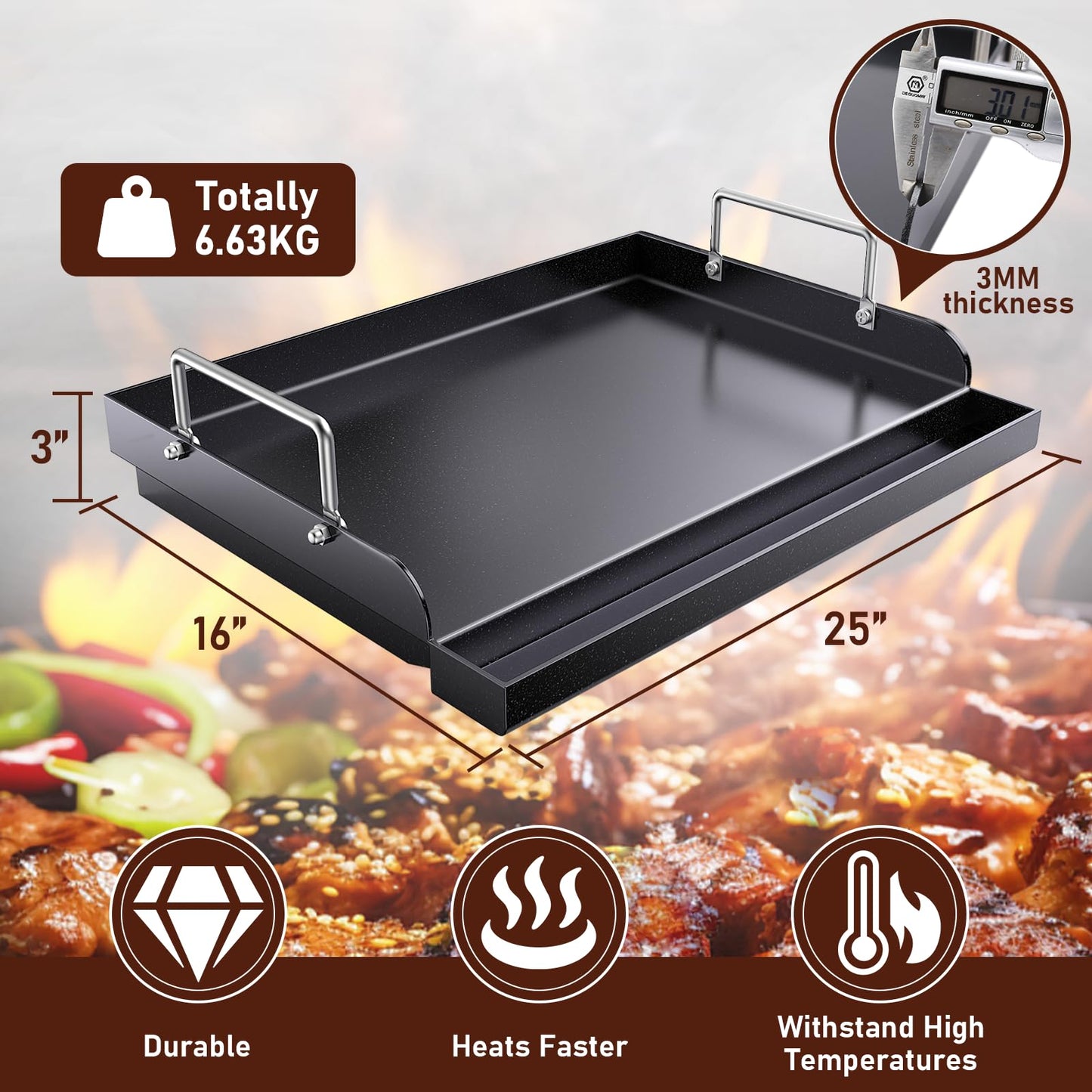 Uniflasy Fry Griddle for Camp Chef Stove, 14" x16" Flat Top Gas Grill Griddle for Camp Chef EX60LW EX60P EX60FP EX60B EX280LW DB60D YK60LW EX90LW SB30D, Professional Griddle Flat Top Plate