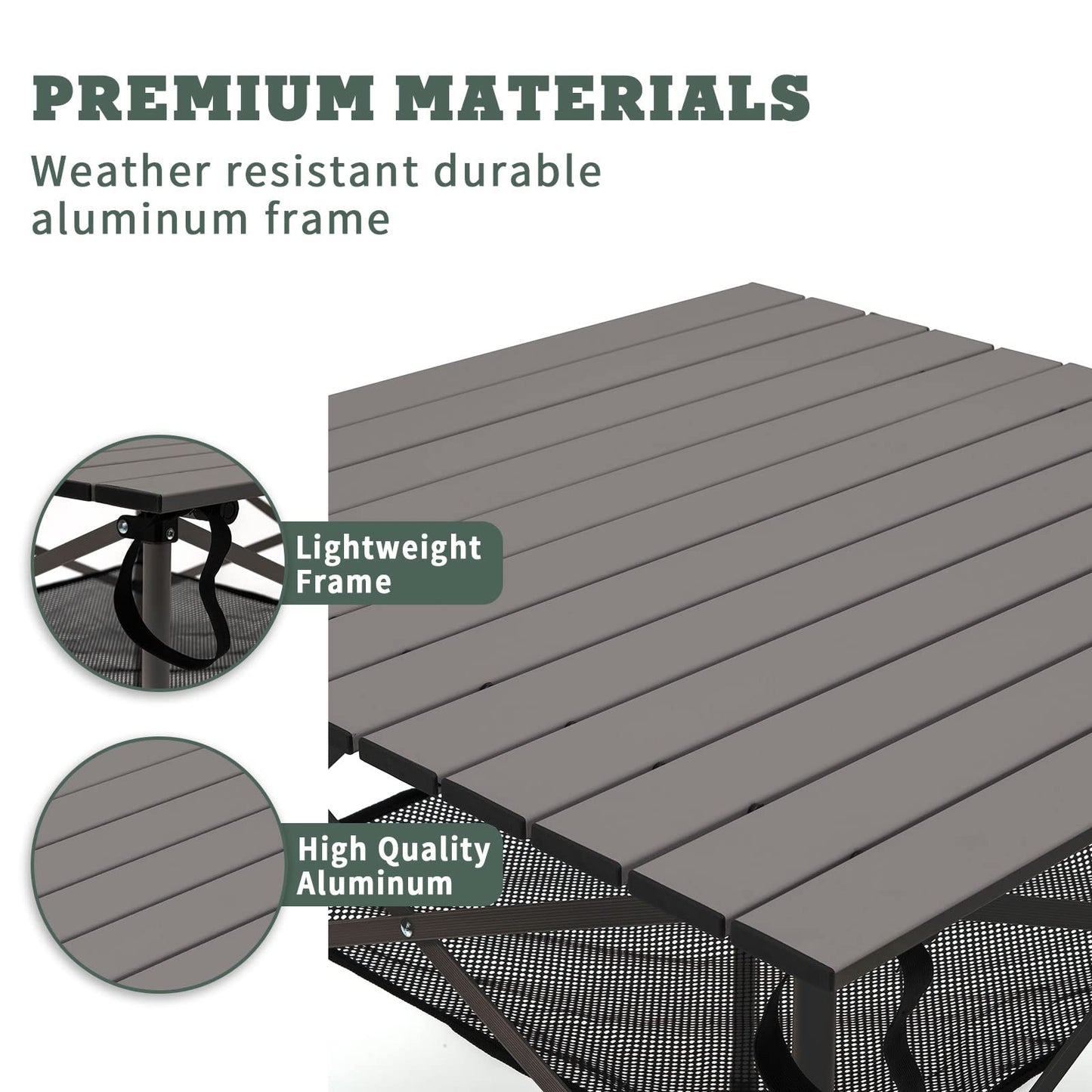 SUNNYFEEL Folding Camping Table - Lightweight Aluminum Portable Picnic Table, 18.5x18.5x24.5 Inch for Cooking, Beach, Hiking, Travel, Fishing, BBQ, Indoor Outdoor Small Foldable Camp Tables