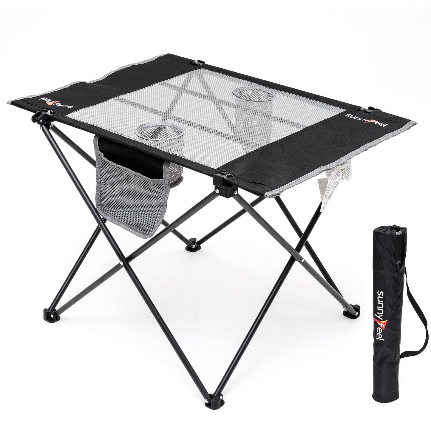 SUNNYFEEL Folding Camping Table - Lightweight Aluminum Portable Picnic Table, 18.5x18.5x24.5 Inch for Cooking, Beach, Hiking, Travel, Fishing, BBQ, Indoor Outdoor Small Foldable Camp Tables