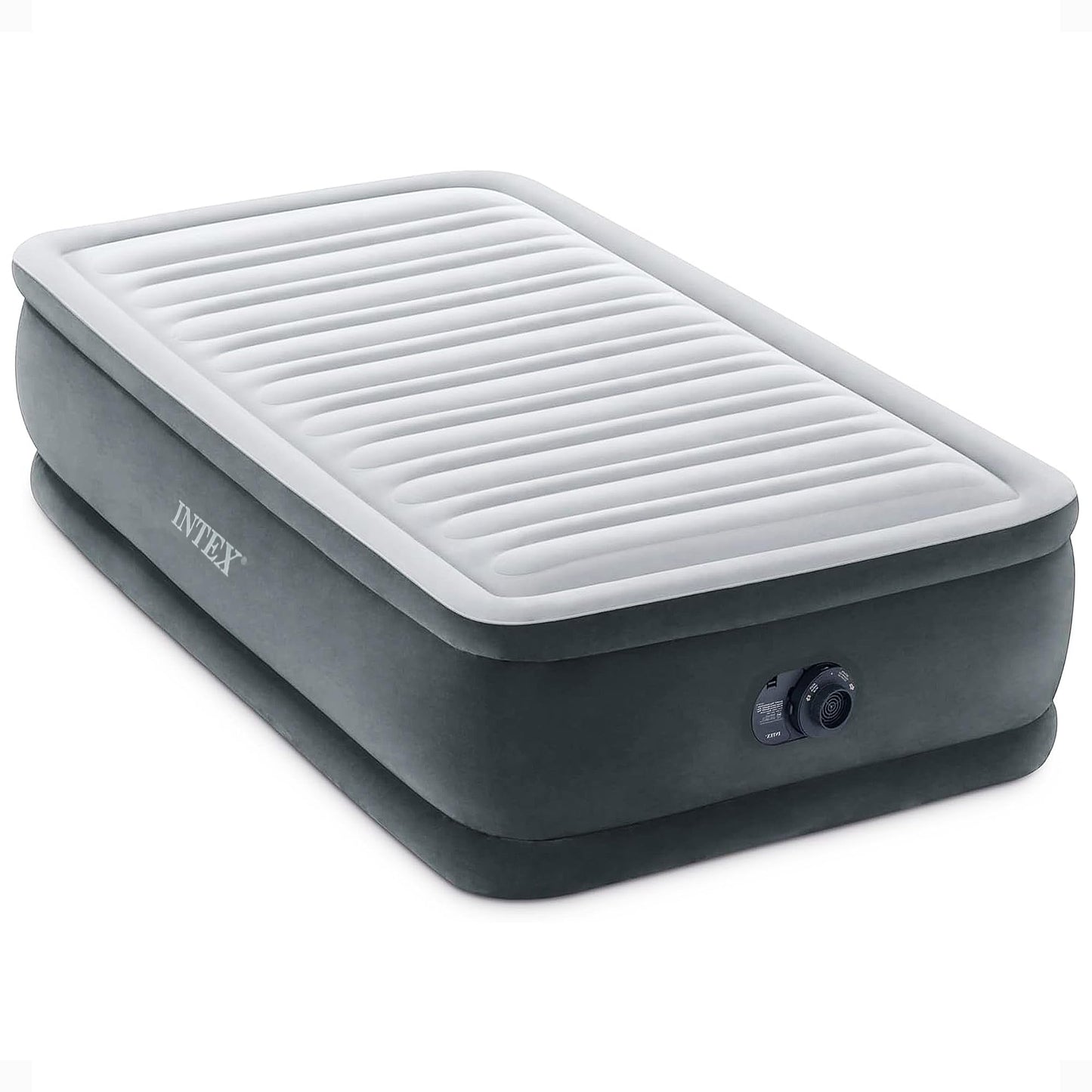 Intex 64417ED 22in Queen Dura-Beam Comfort Plush High-Rise Inflatable Air Mattress with Built in Pump for Travel and Camping, 600lb Weight Capacity