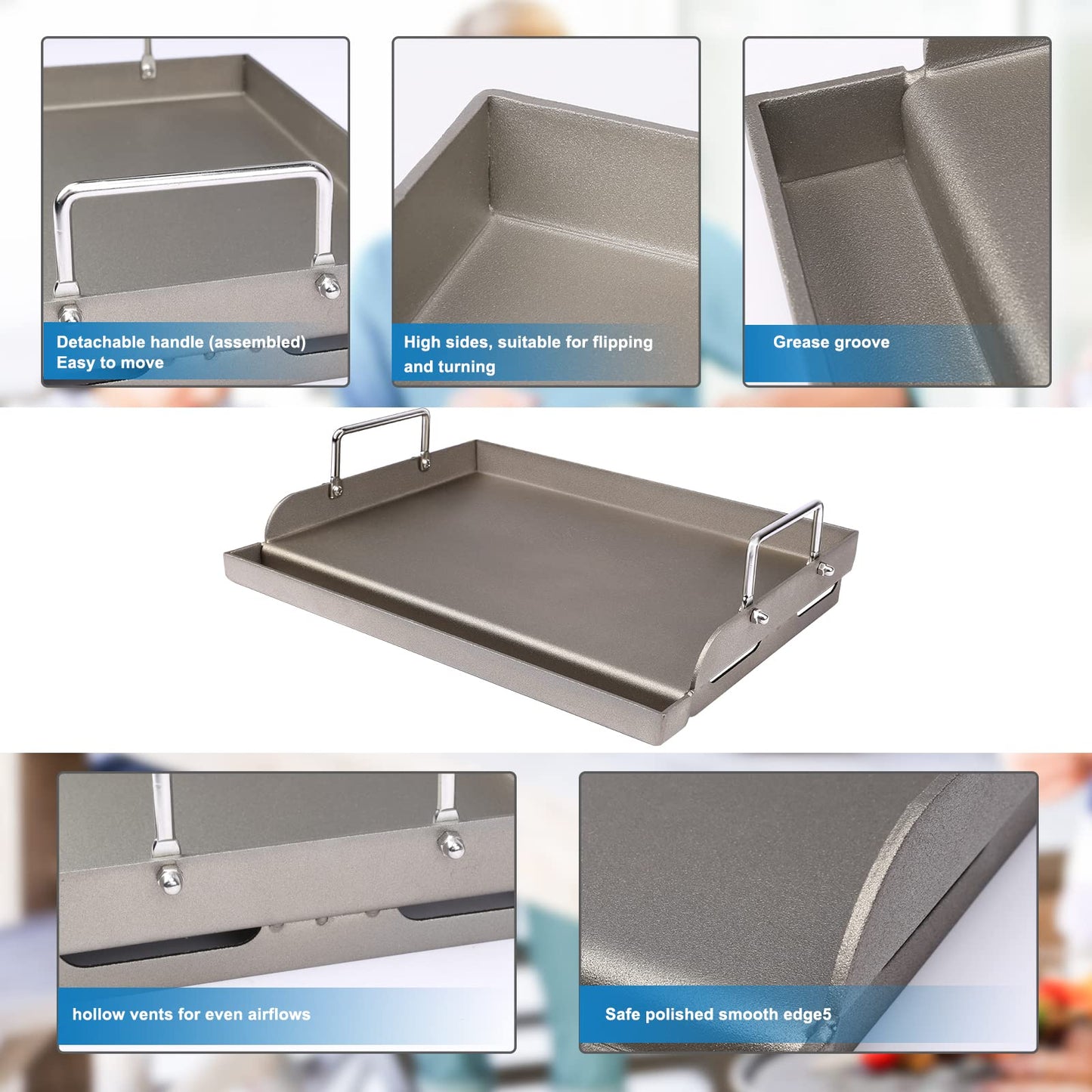 Uniflasy Fry Griddle for Camp Chef Stove, 14" x16" Flat Top Gas Grill Griddle for Camp Chef EX60LW EX60P EX60FP EX60B EX280LW DB60D YK60LW EX90LW SB30D, Professional Griddle Flat Top Plate