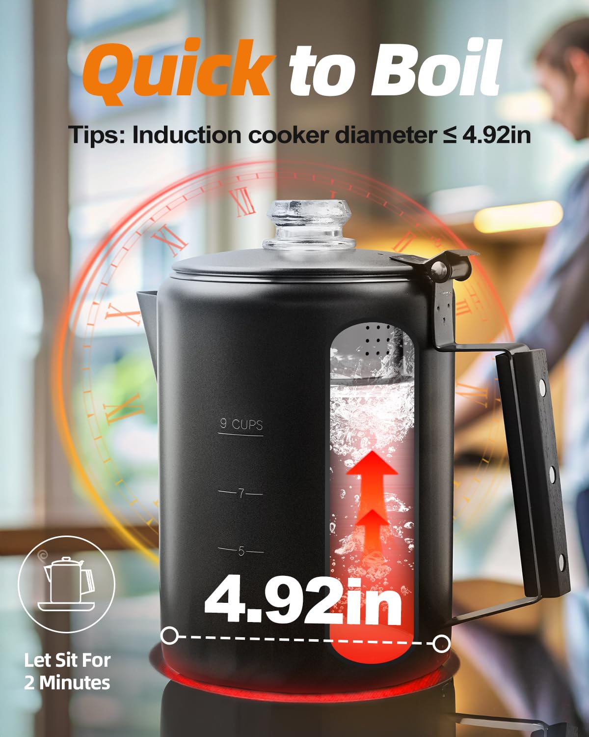 MEREZA Camping Coffee Pot Stovetop Coffee Maker Percolator Campfire Coffee Pot Stainless Steel Coffee Pot Camping Outdoors Home 9 Cup No Aluminum & Plastic Fast Brew