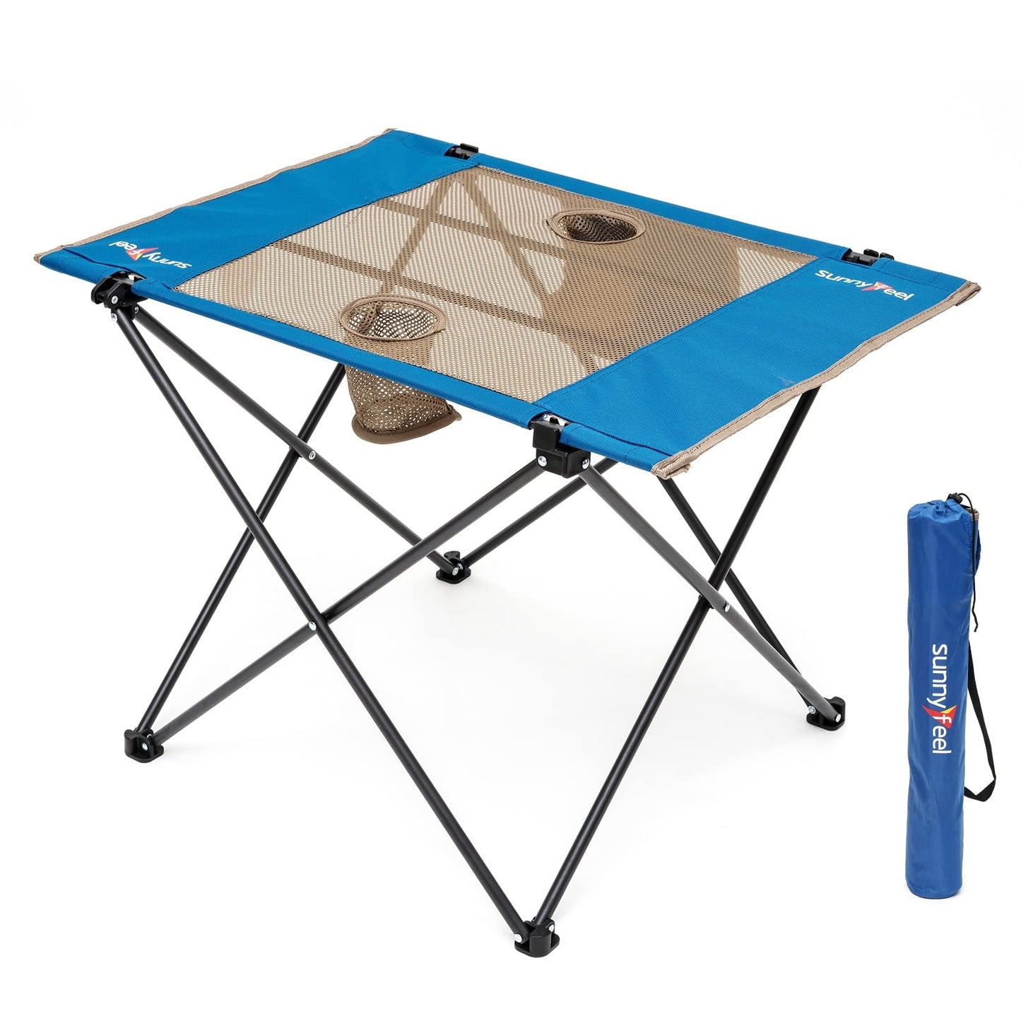 SUNNYFEEL Folding Camping Table - Lightweight Aluminum Portable Picnic Table, 18.5x18.5x24.5 Inch for Cooking, Beach, Hiking, Travel, Fishing, BBQ, Indoor Outdoor Small Foldable Camp Tables