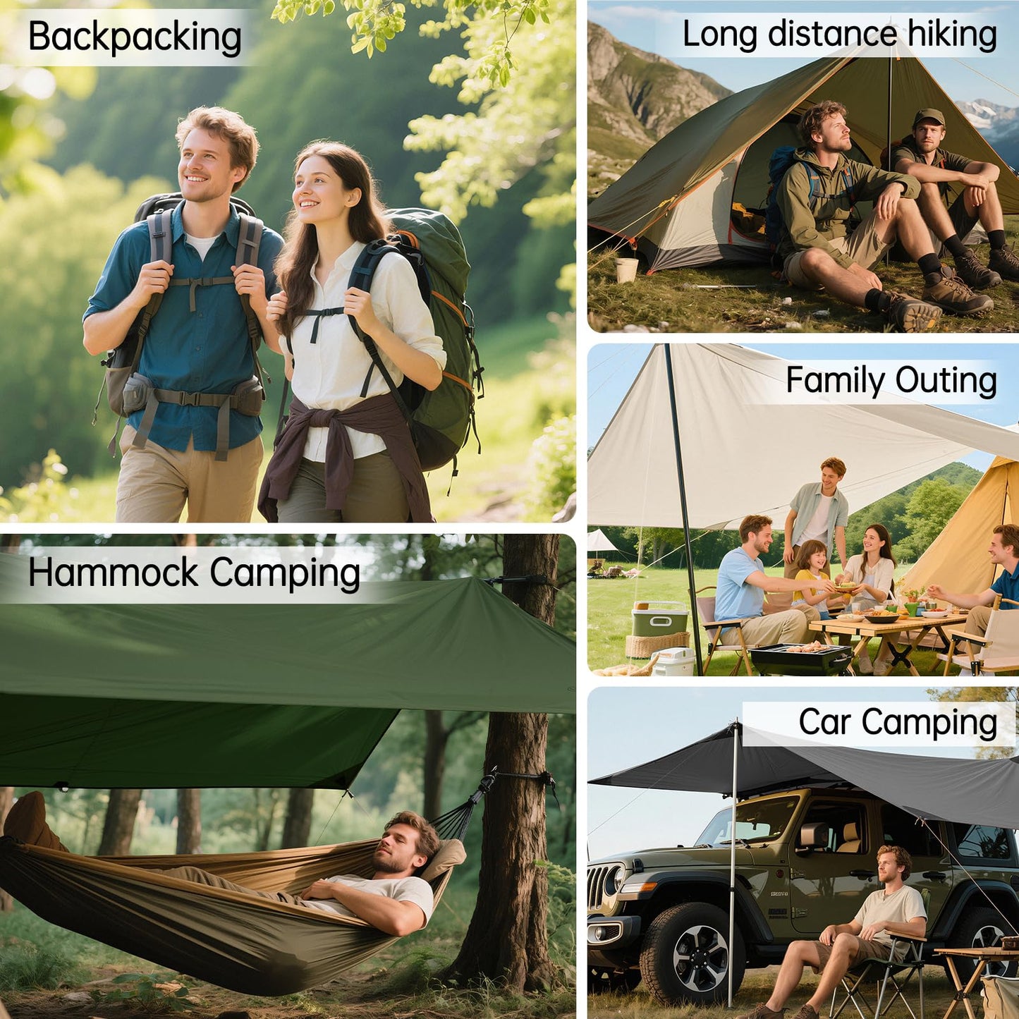 FREE SOLDIER Waterproof Portable Tarp Multifunctional Outdoor Camping Traveling Awning Backpacking Tarp Shelter Rain (Brown 10×10.5ft)