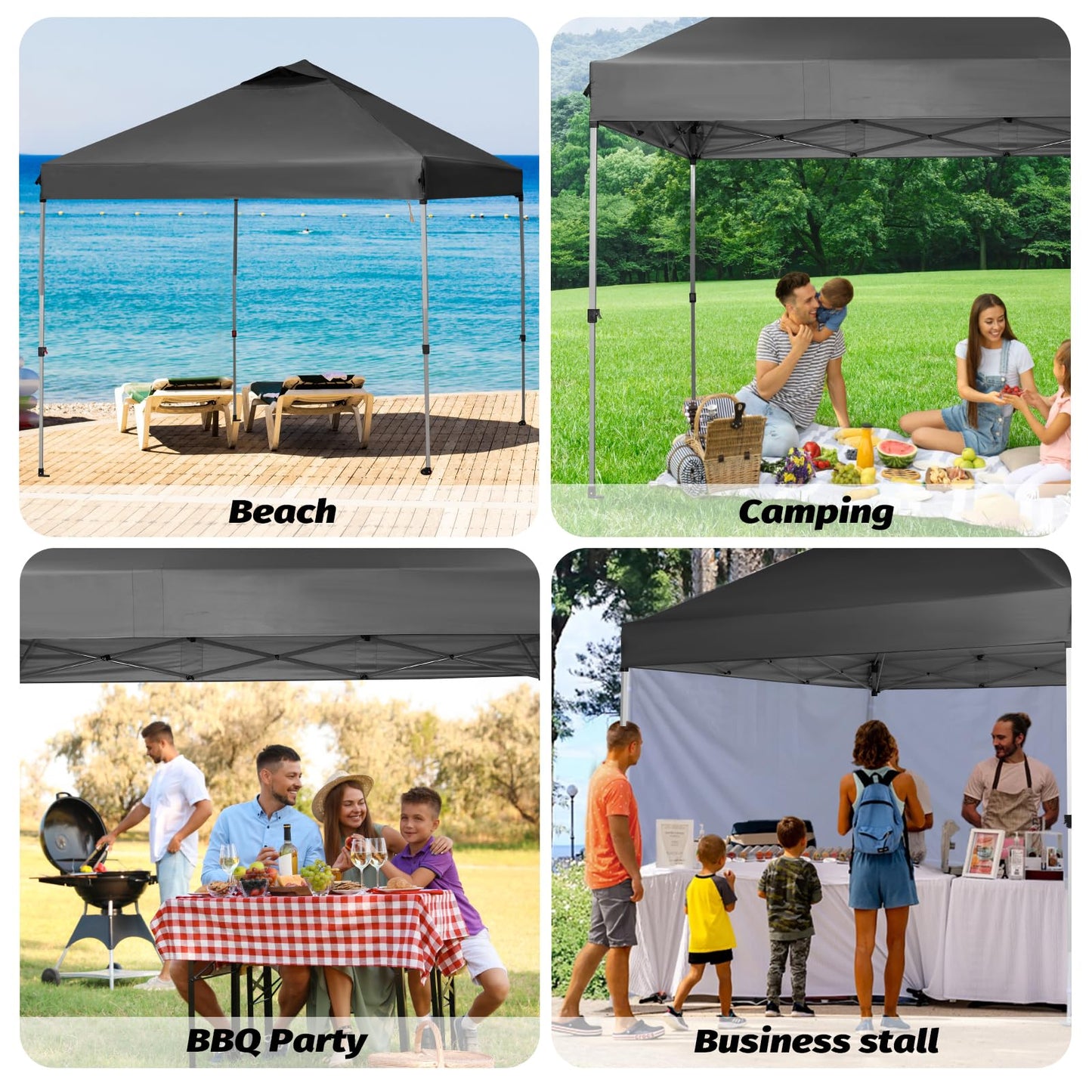 10x10 Canopy Replacement Top, Pop Up Tent with Air Vent for Straight Leg Frame, Waterproof with Windproof Ropes for Garden Patio Camping (Top Only) (White)