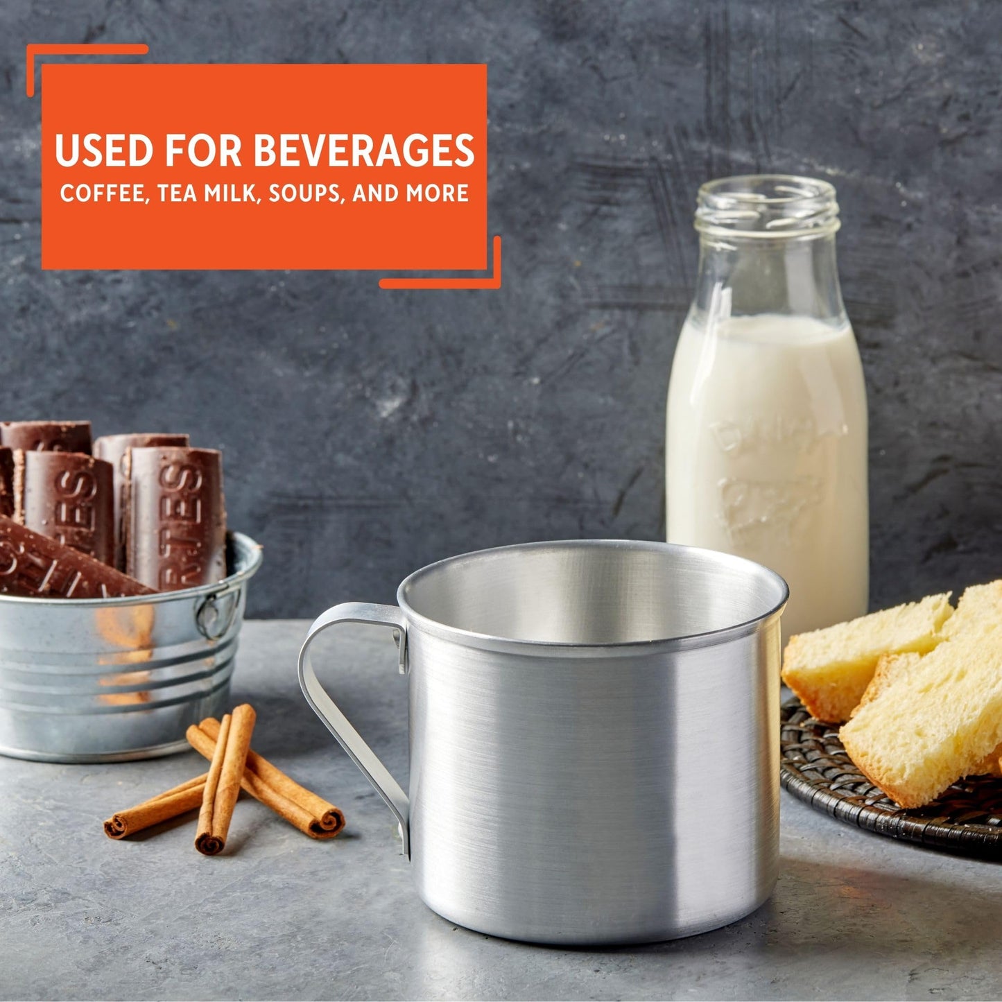 IMUSA USA Aluminum Mug for Stovetop Use or Camping 1.25-Quart, Silver