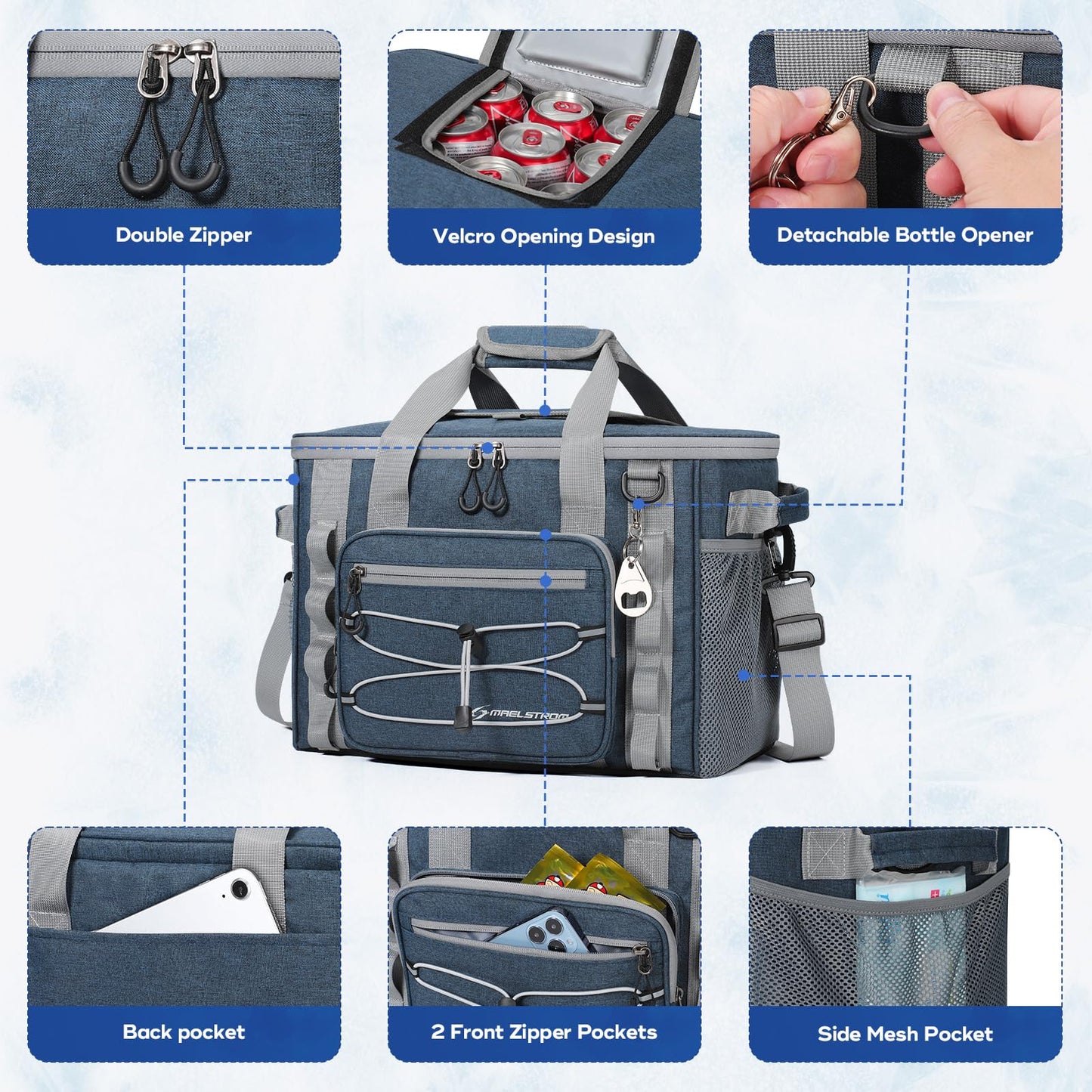 Maelstrom Soft Sided Cooler Bag, 30/40 Can Collapsible Insulated Ice Chest, Large Leakproof Camping & Travel Cooler for Kayaking & Beach