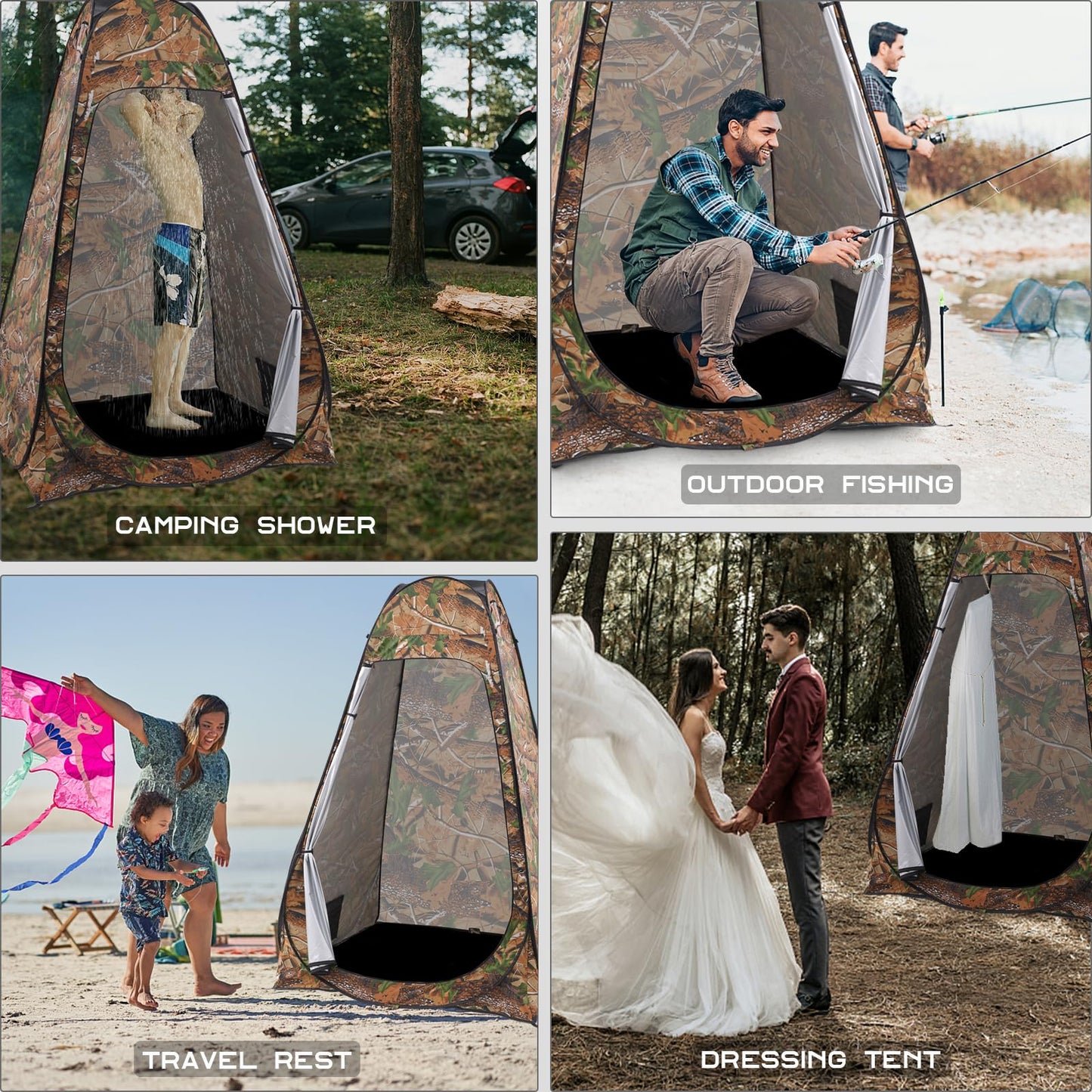 BRIAN & DANY Pop Up Shower Tent, Portable Privacy Camping Changing Tent, Camp Toilet Bathroom Pod with Rain Shelter & Windows, UPF 50+ & Waterproof, 47.2" x 47.2" x 74.8"