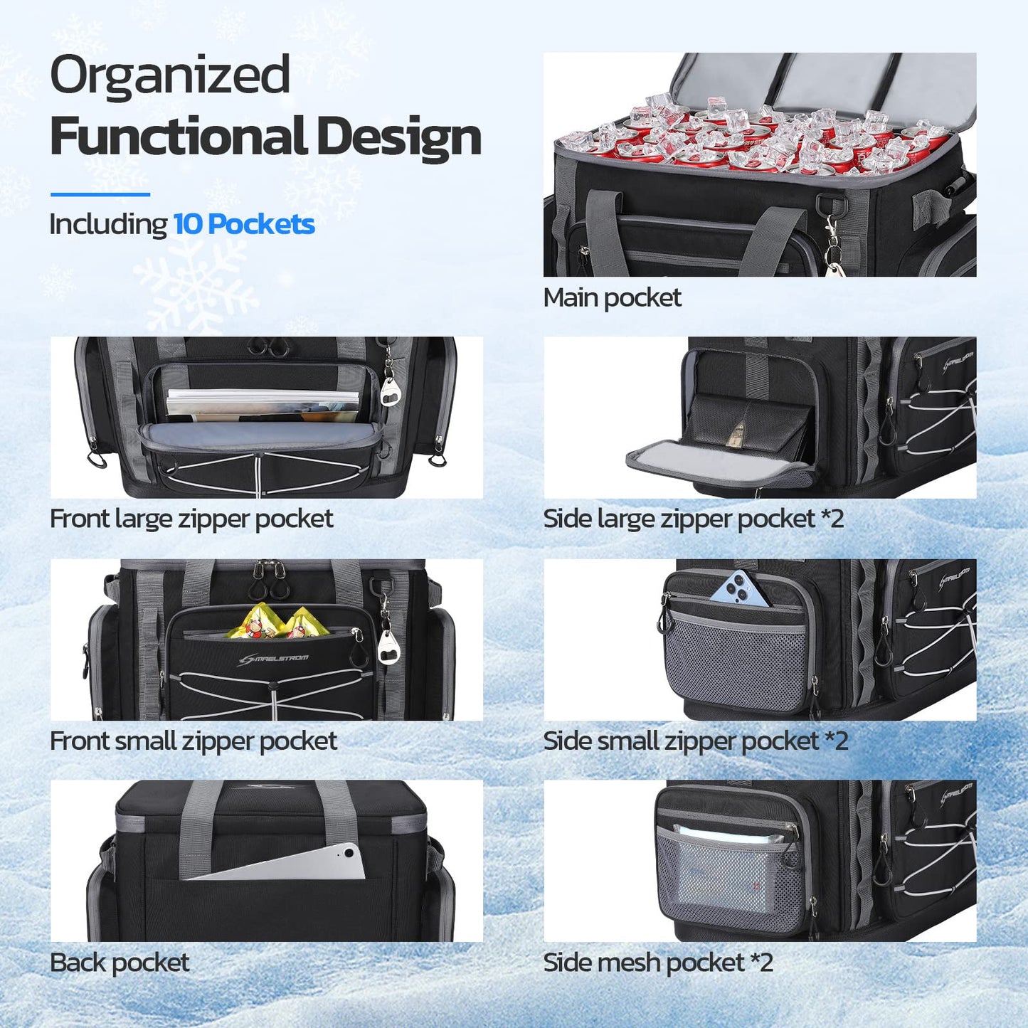 Maelstrom Soft Sided Cooler Bag, 30/40 Can Collapsible Insulated Ice Chest, Large Leakproof Camping & Travel Cooler for Kayaking & Beach