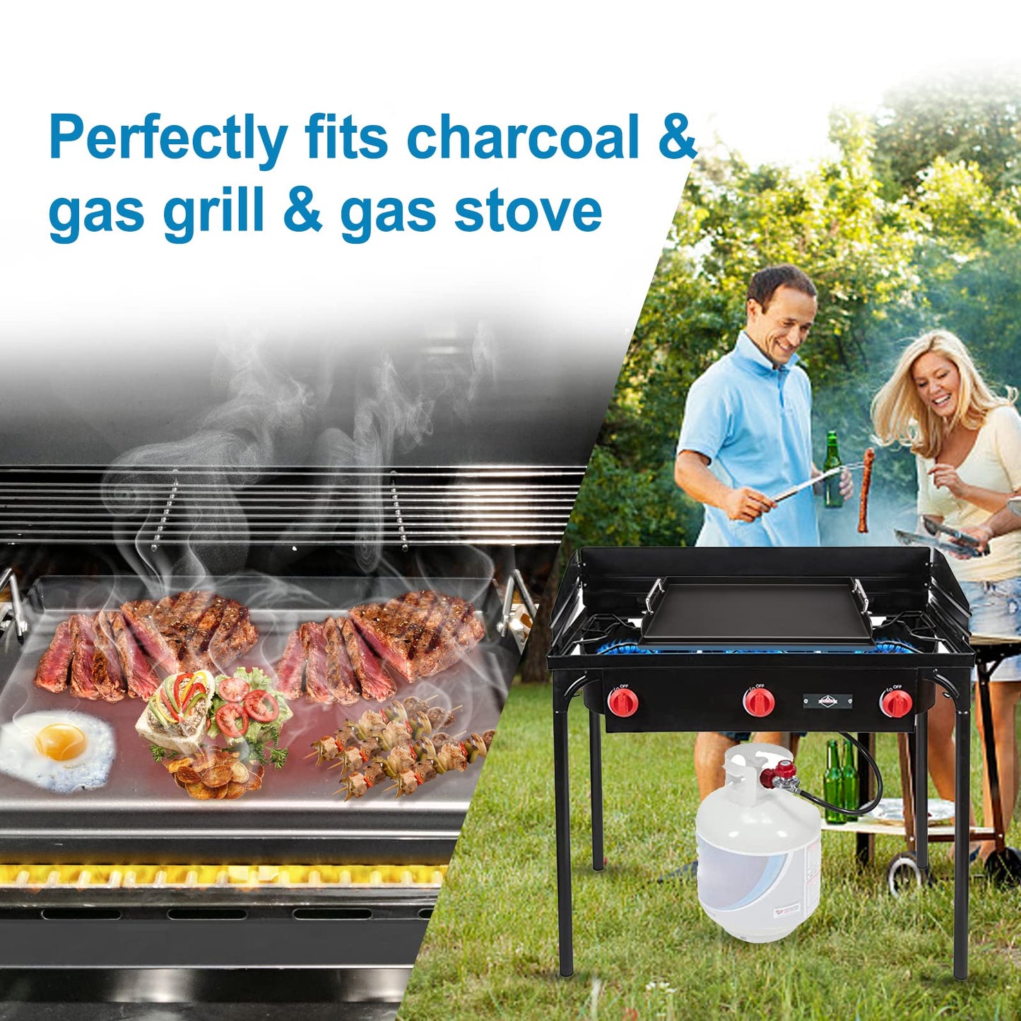 Uniflasy Fry Griddle for Camp Chef Stove, 14" x16" Flat Top Gas Grill Griddle for Camp Chef EX60LW EX60P EX60FP EX60B EX280LW DB60D YK60LW EX90LW SB30D, Professional Griddle Flat Top Plate