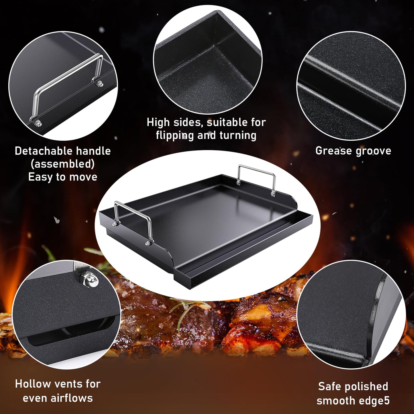 Uniflasy Fry Griddle for Camp Chef Stove, 14" x16" Flat Top Gas Grill Griddle for Camp Chef EX60LW EX60P EX60FP EX60B EX280LW DB60D YK60LW EX90LW SB30D, Professional Griddle Flat Top Plate