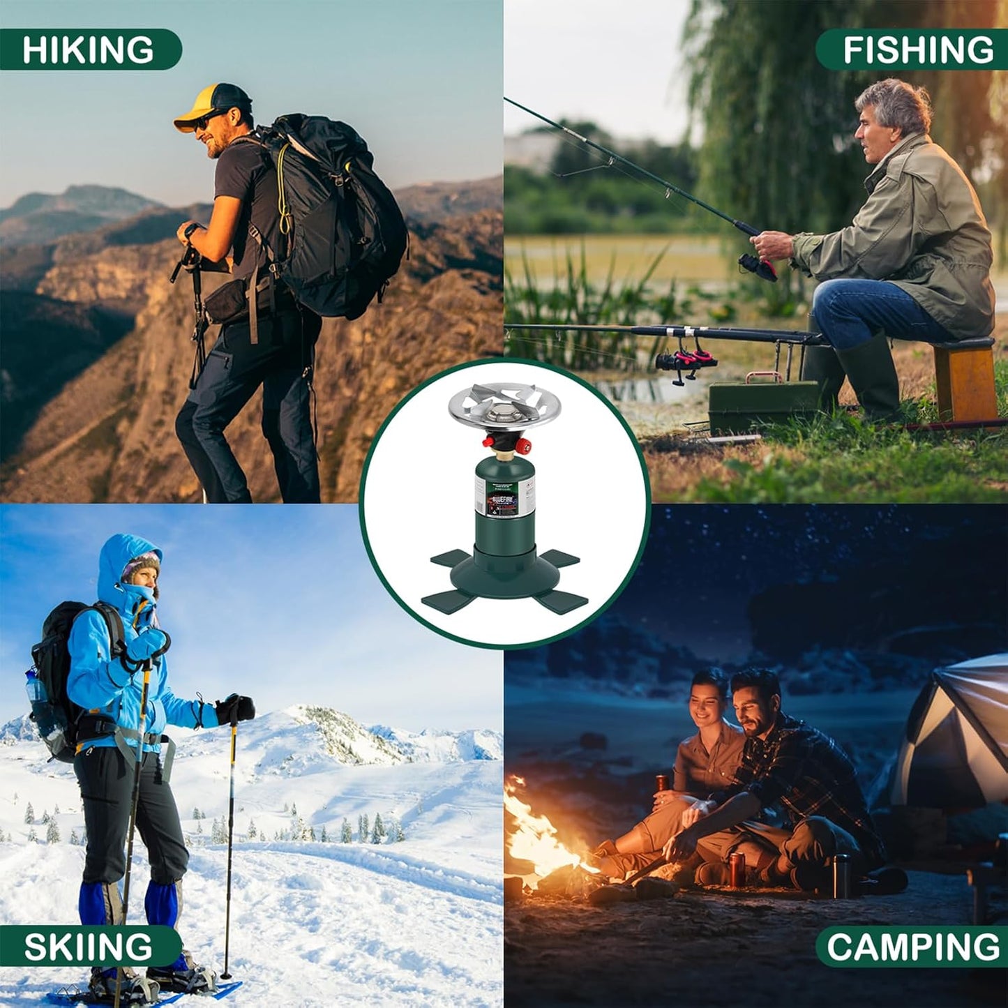 KOMAN Camping Stove Propane, Single Burner Propane Stove,Portable Stove,Propane Burner Camping with Button Starter,10000BTU Backpacking Stove for Outdoor Cooking, Hiking(Fuel not included)