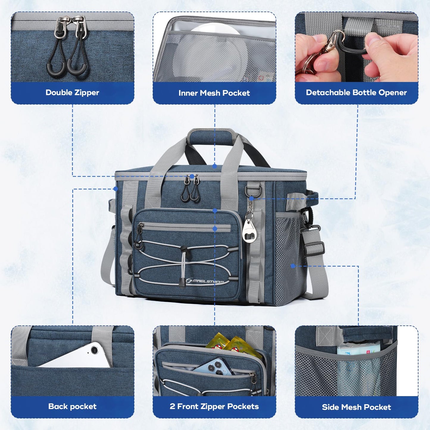 Maelstrom Soft Sided Cooler Bag, 30/40 Can Collapsible Insulated Ice Chest, Large Leakproof Camping & Travel Cooler for Kayaking & Beach