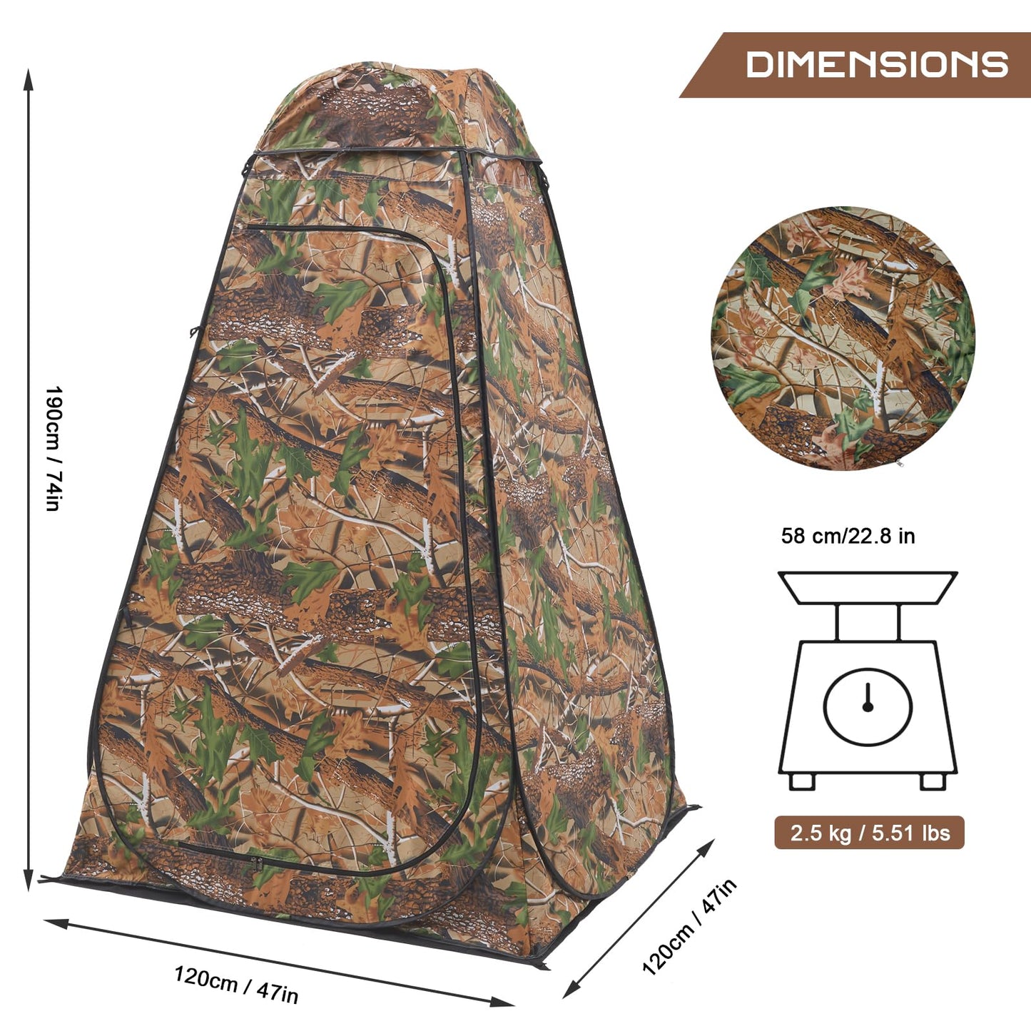 BRIAN & DANY Pop Up Shower Tent, Portable Privacy Camping Changing Tent, Camp Toilet Bathroom Pod with Rain Shelter & Windows, UPF 50+ & Waterproof, 47.2" x 47.2" x 74.8"