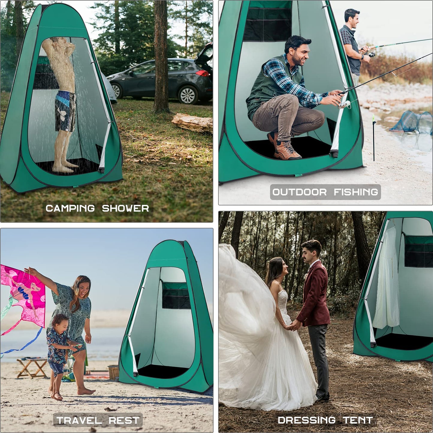 BRIAN & DANY Pop Up Shower Tent, Portable Privacy Camping Changing Tent, Camp Toilet Bathroom Pod with Rain Shelter & Windows, UPF 50+ & Waterproof, 47.2" x 47.2" x 74.8"