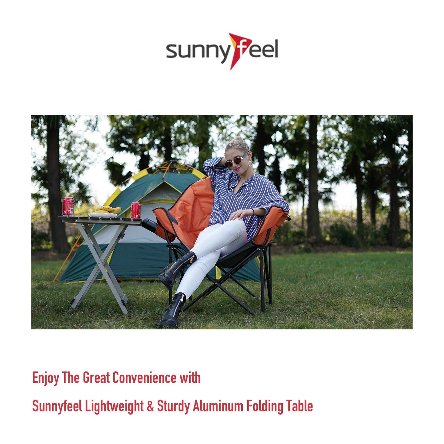SUNNYFEEL Folding Camping Table - Lightweight Aluminum Portable Picnic Table, 18.5x18.5x24.5 Inch for Cooking, Beach, Hiking, Travel, Fishing, BBQ, Indoor Outdoor Small Foldable Camp Tables